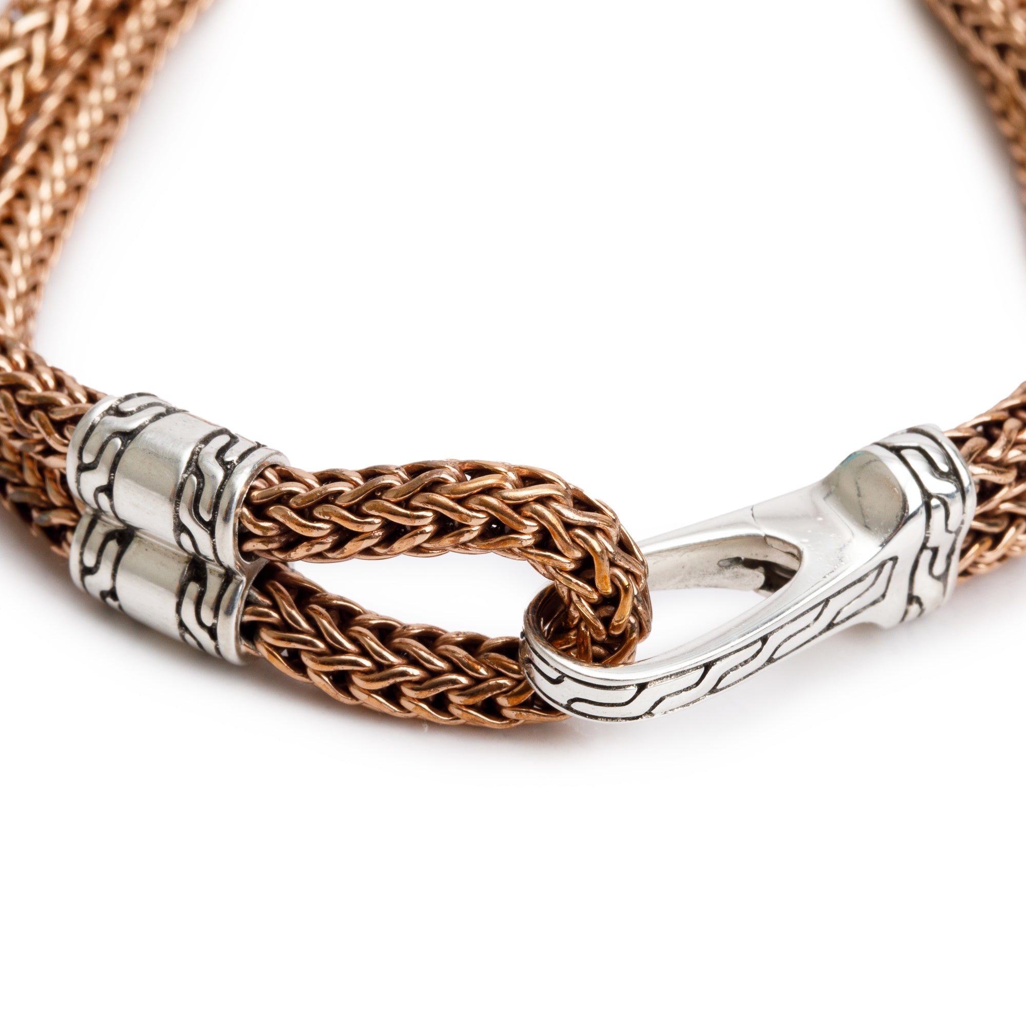John Hardy Sterling Silver & Bronze Classic Chain Hook Clasp Bracelet