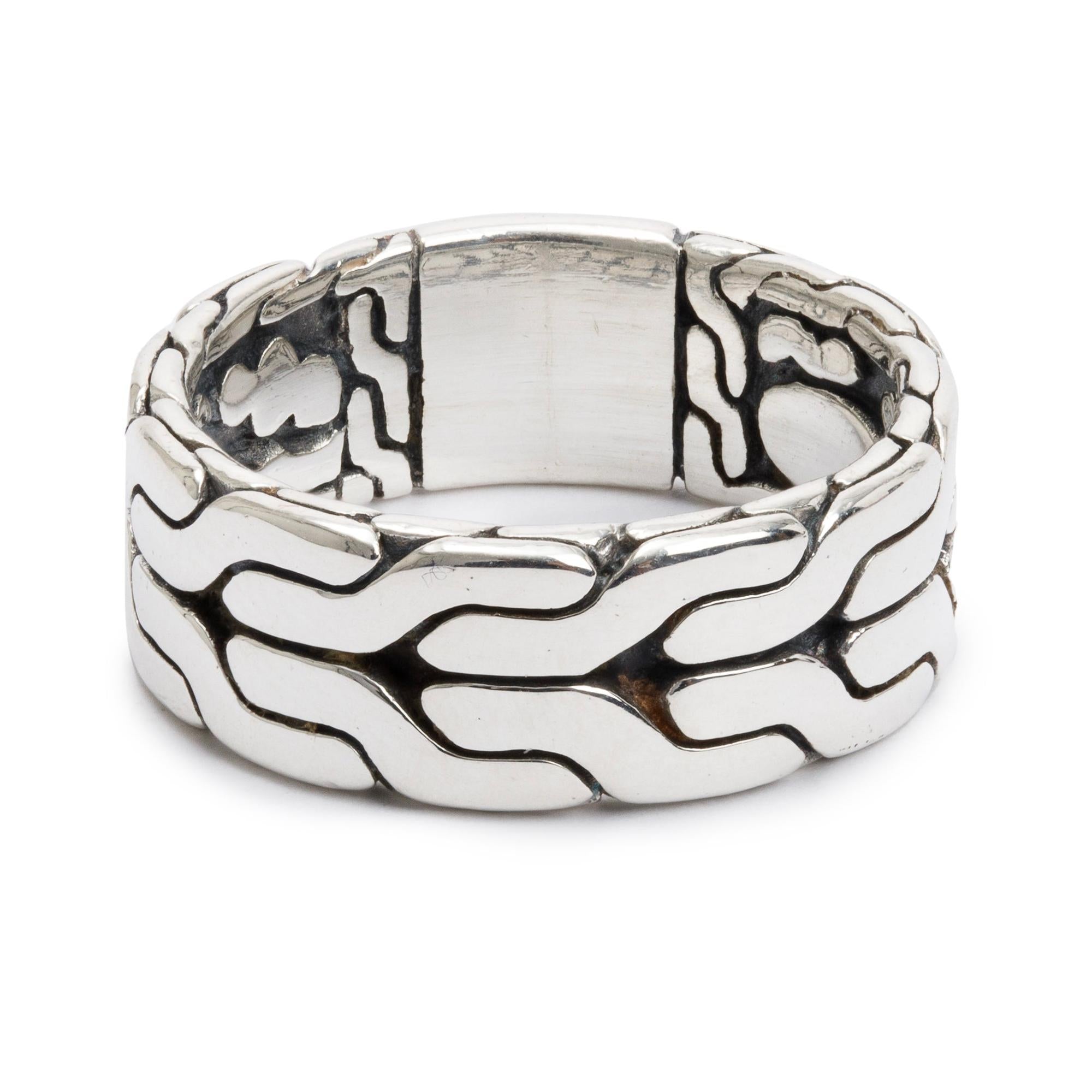 John Hardy Sterling Silver Classic Chain 8 MM Band Ring, Size 9