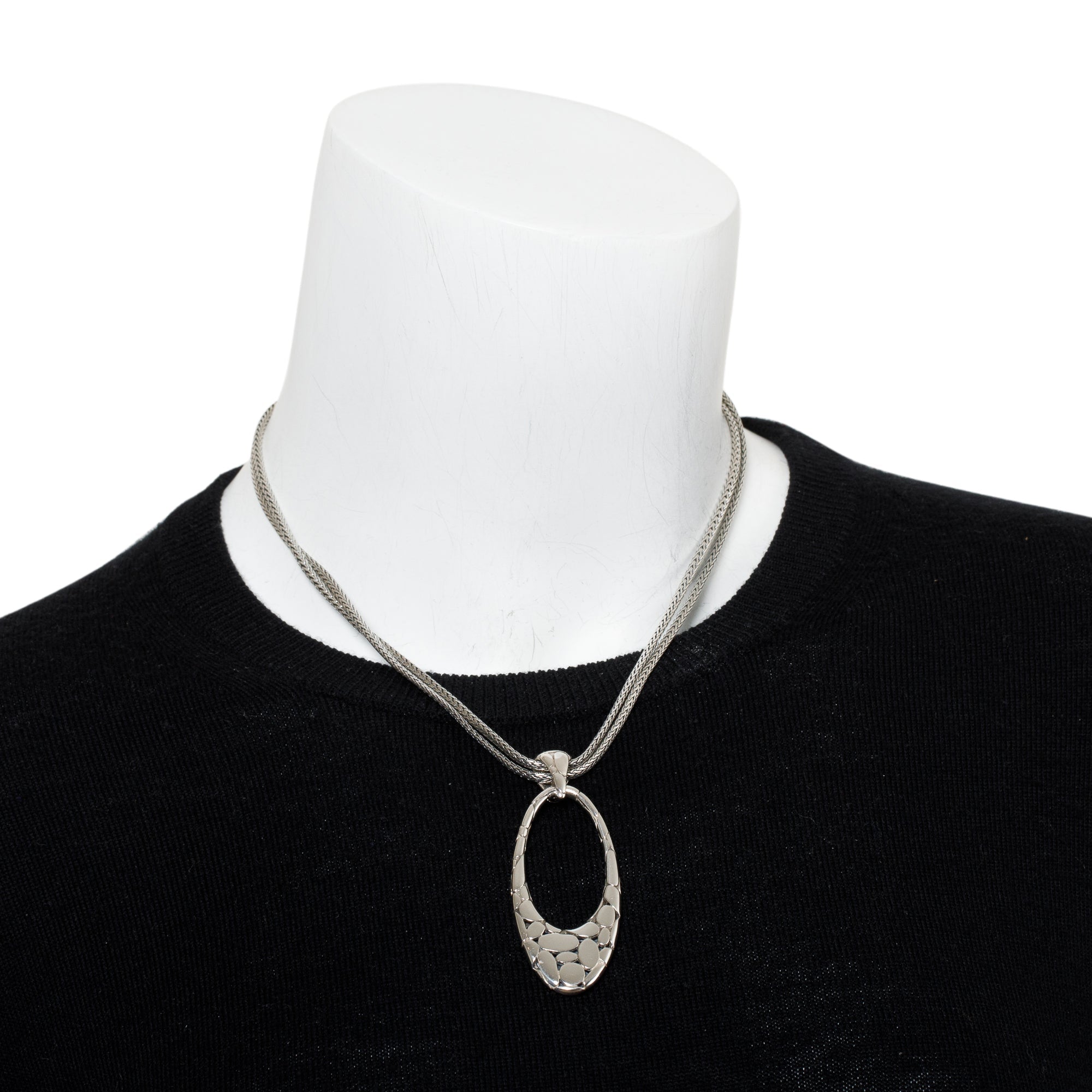 John Hardy Sterling Silver Kali Oval Pendant Double Strand Necklace