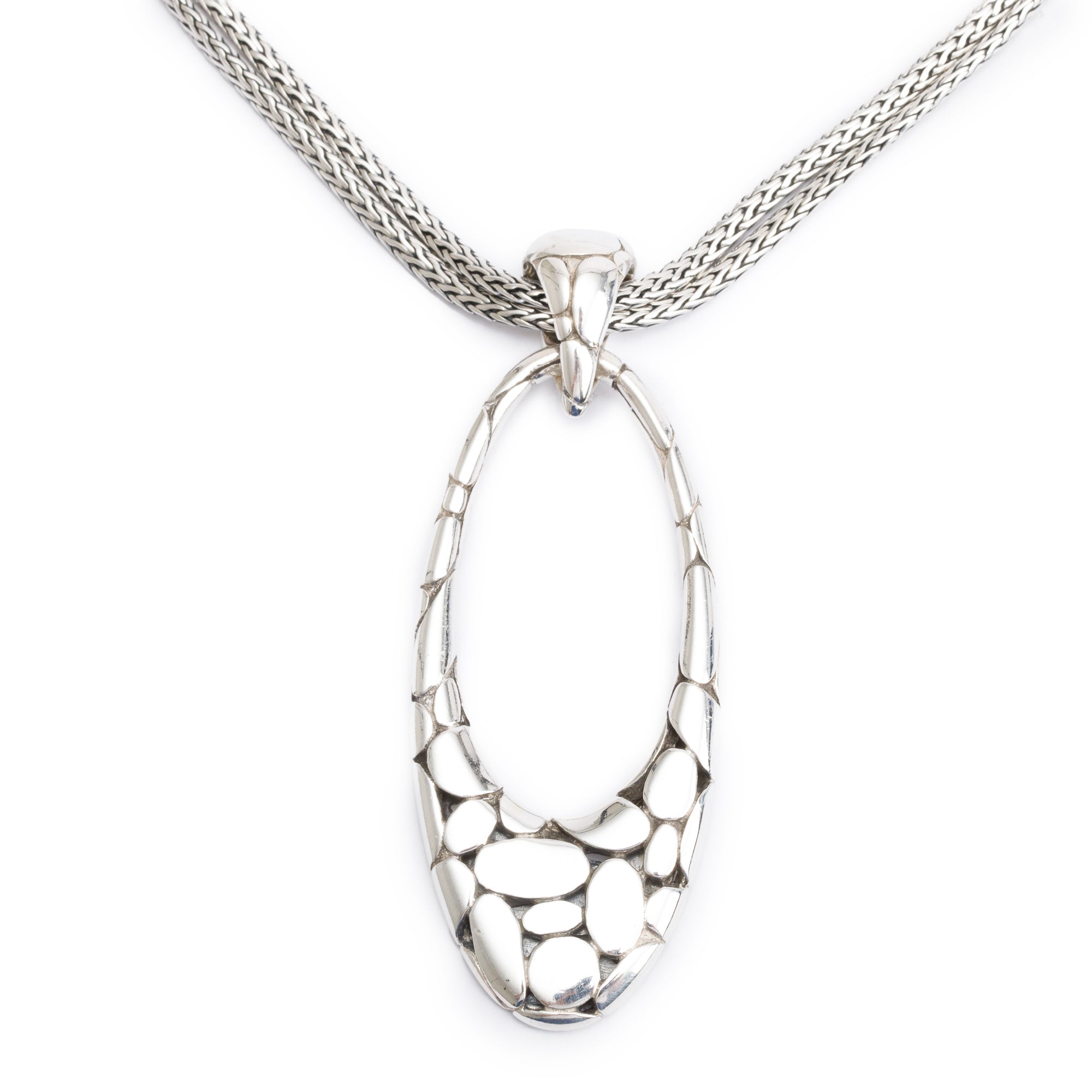 John Hardy Sterling Silver Kali Oval Pendant Double Strand Necklace