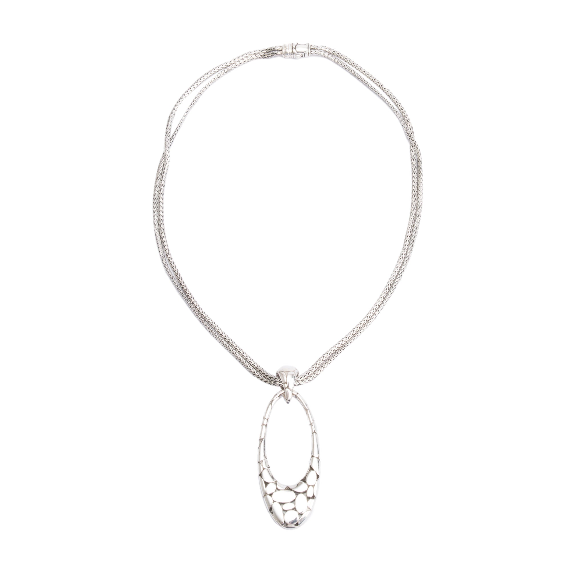 John Hardy Sterling Silver Kali Oval Pendant Double Strand Necklace