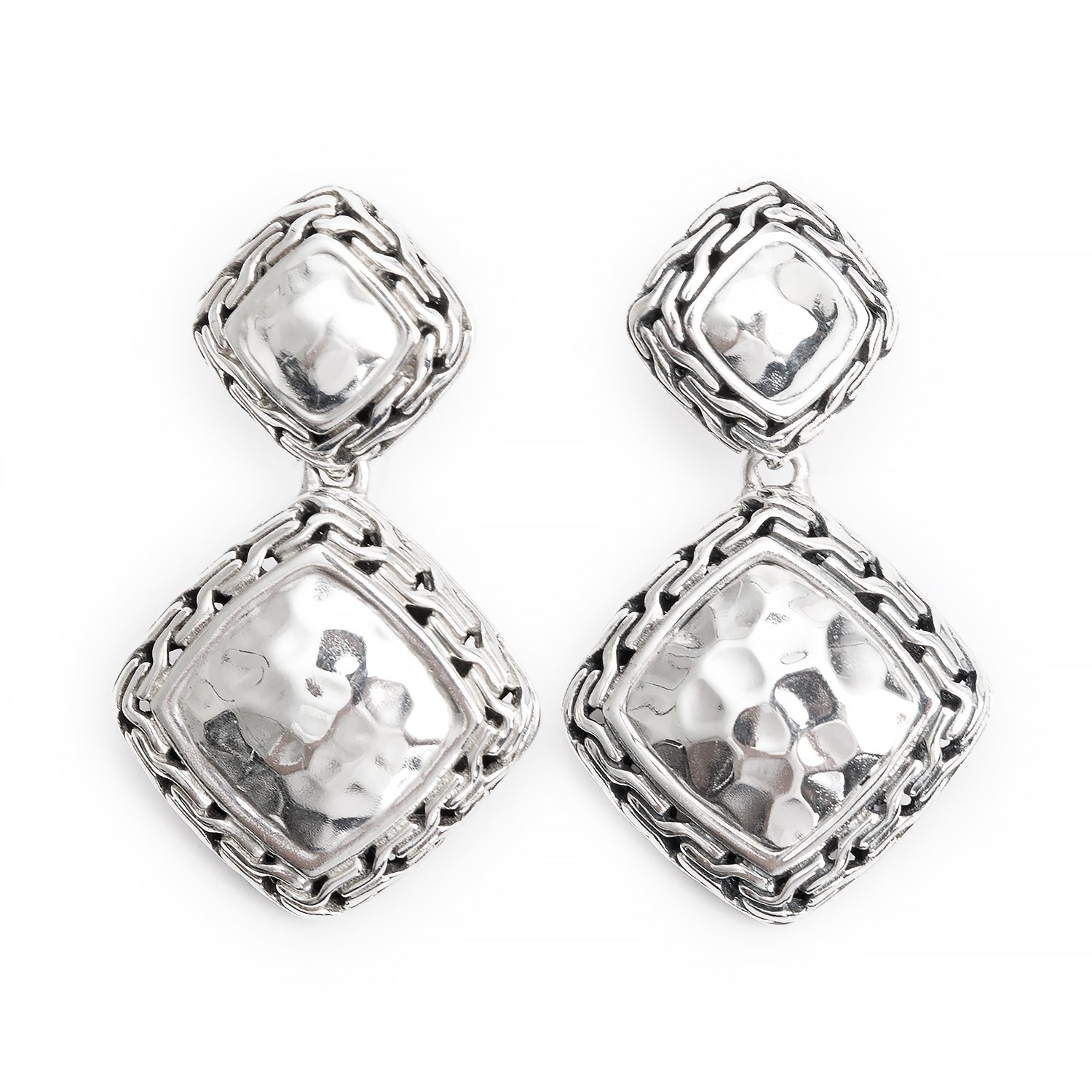 John Hardy Sterling Silver Palu Square Drop Earrings