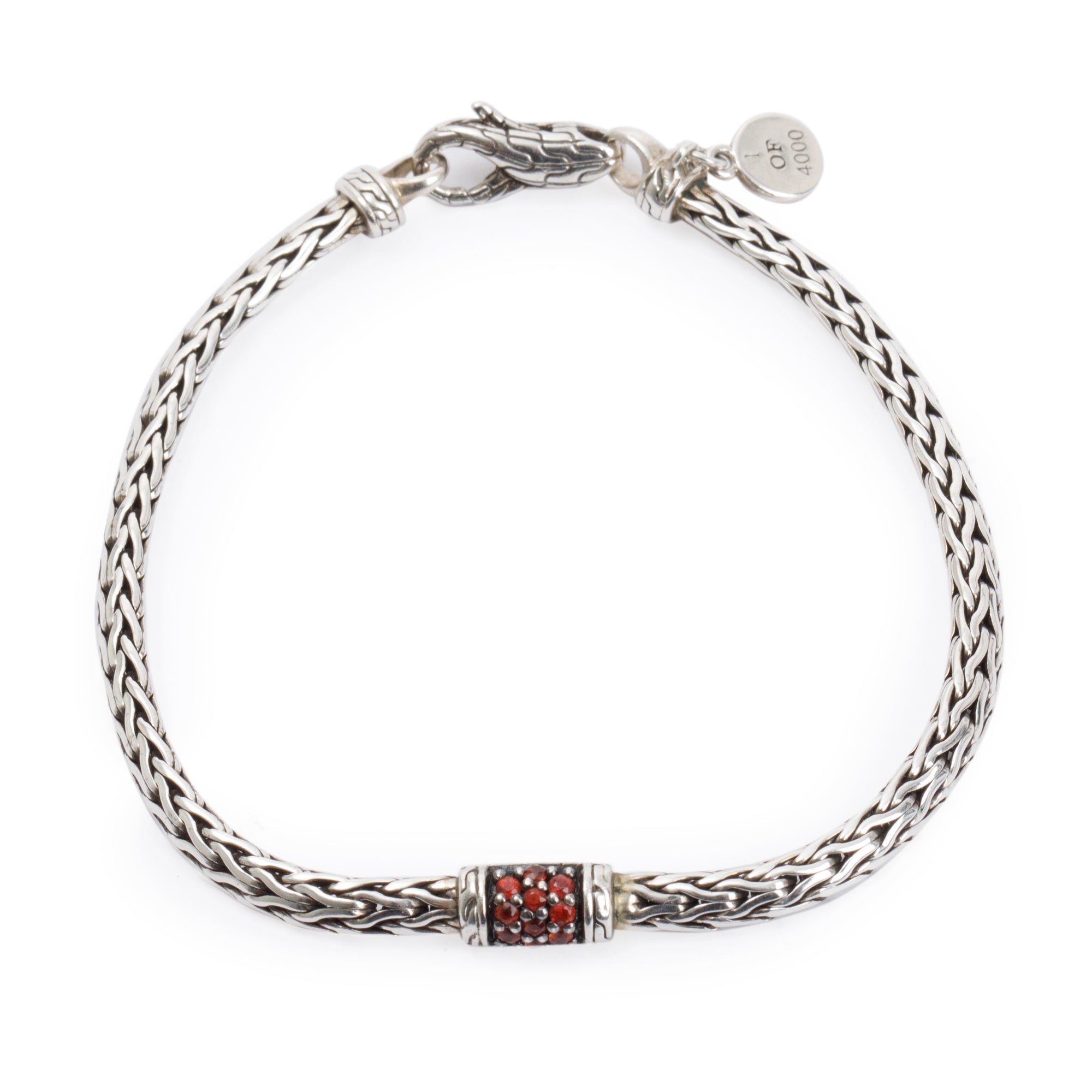 John Hardy Sterling Silver Ruby 40th Anniversary Classic Chain Lava Slim Bracelet