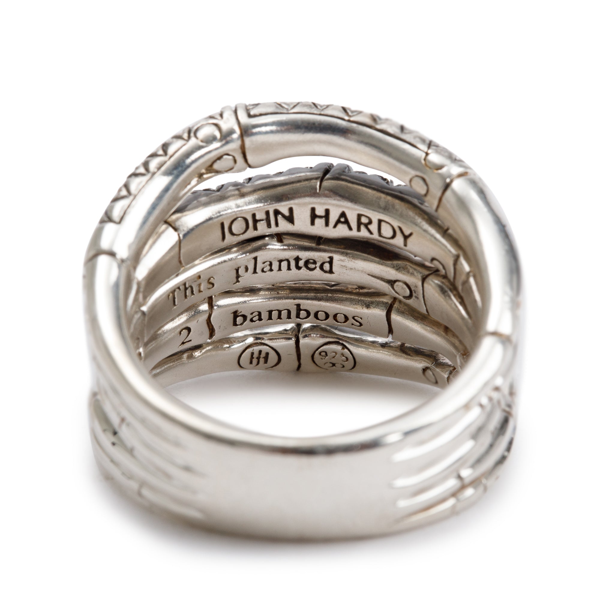 John Hardy Sterling Silver Sapphire Bamboo Wide Band Ring, Size 7