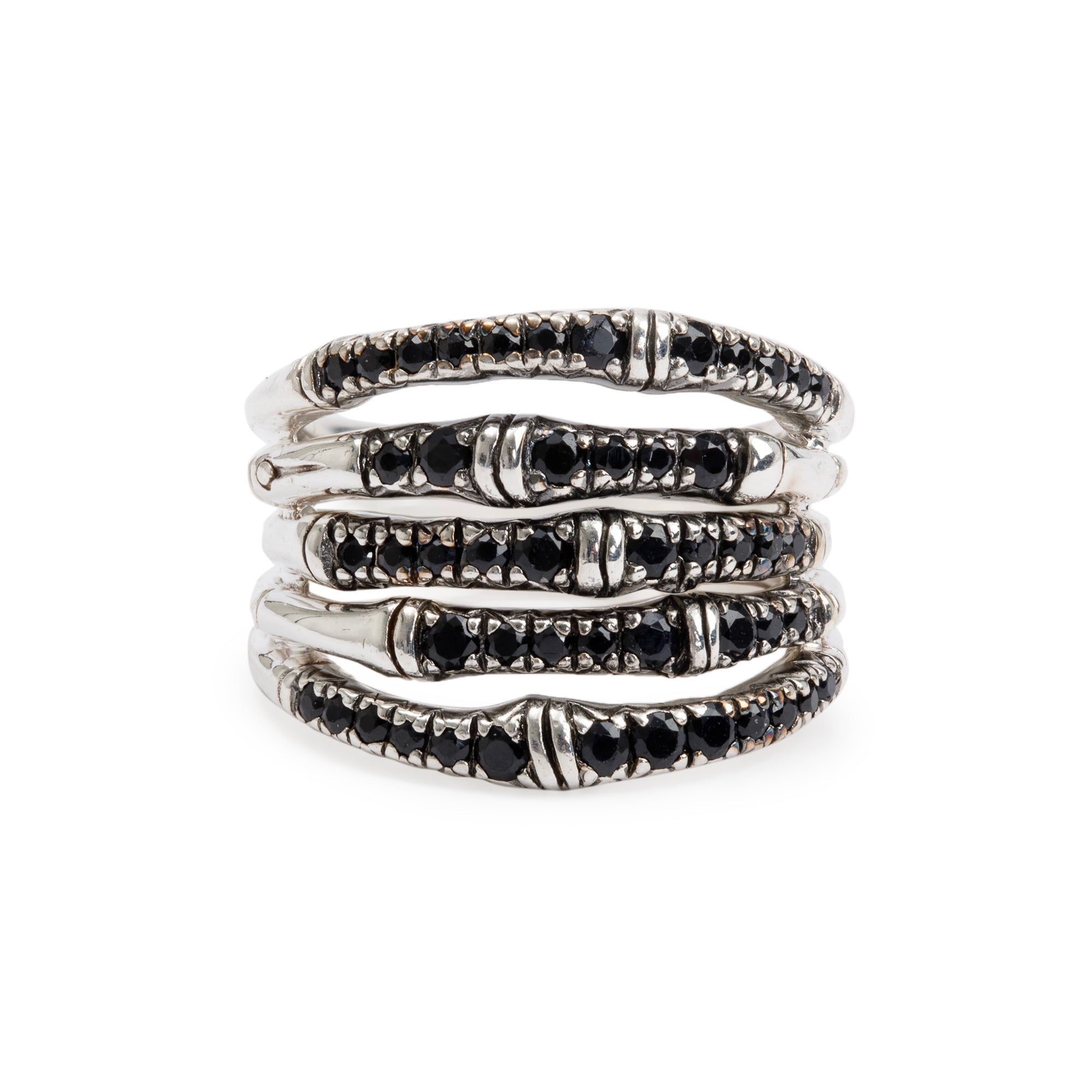 John Hardy Sterling Silver Sapphire Bamboo Wide Band Ring, Size 7