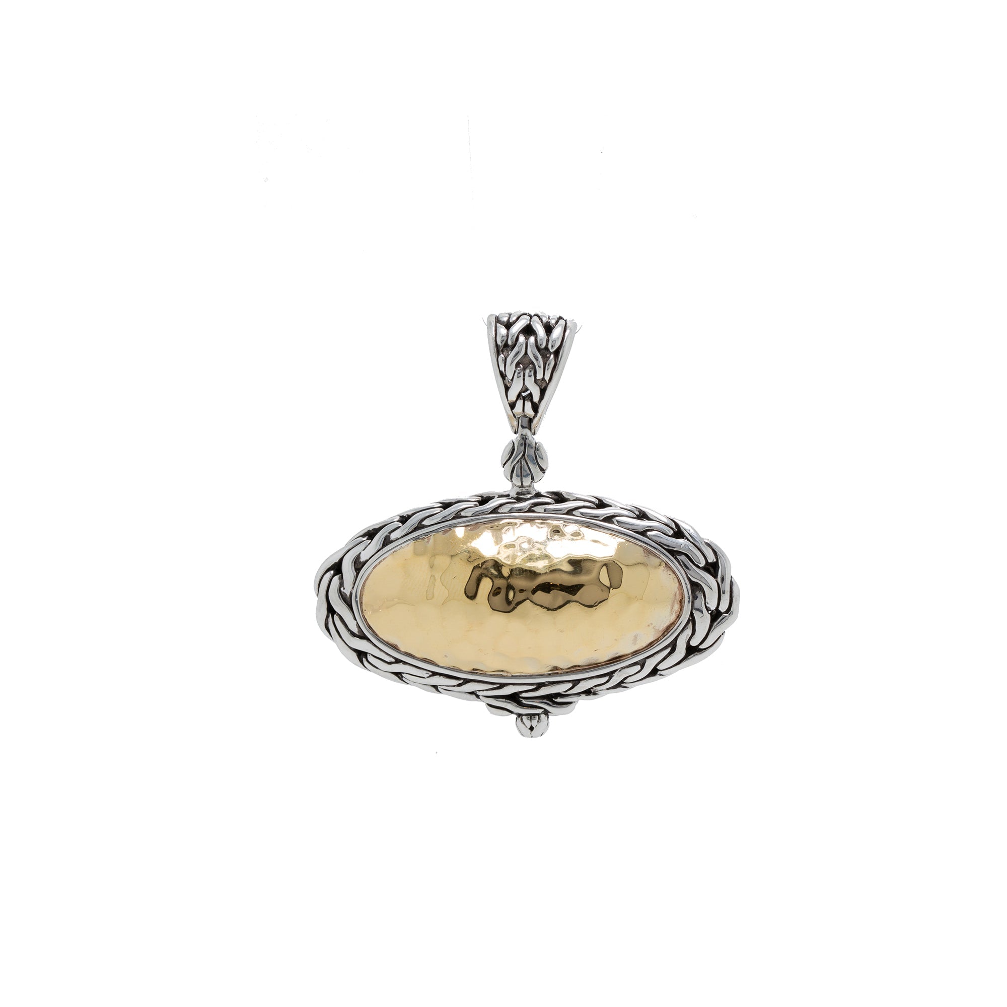 John Hardy Two-Tone Palu Hammered Oval Pendant