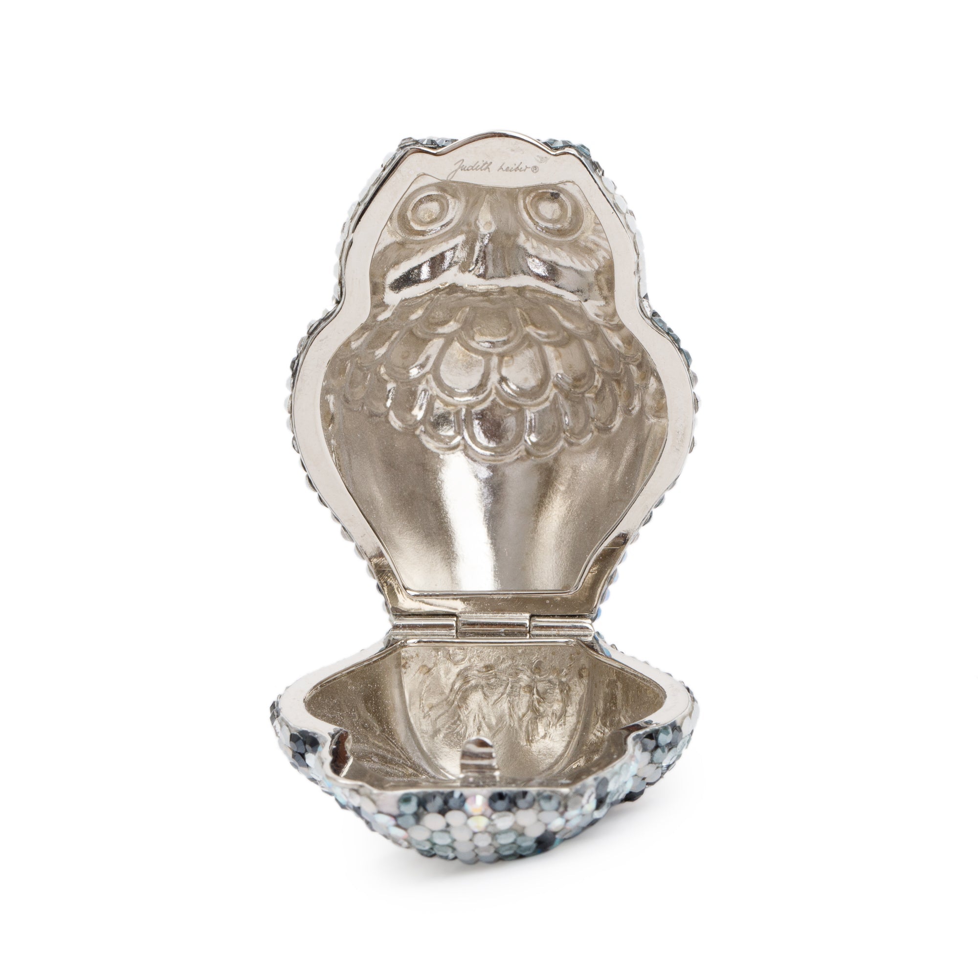Judith Leiber Black & White Crystal Owl Pill Box