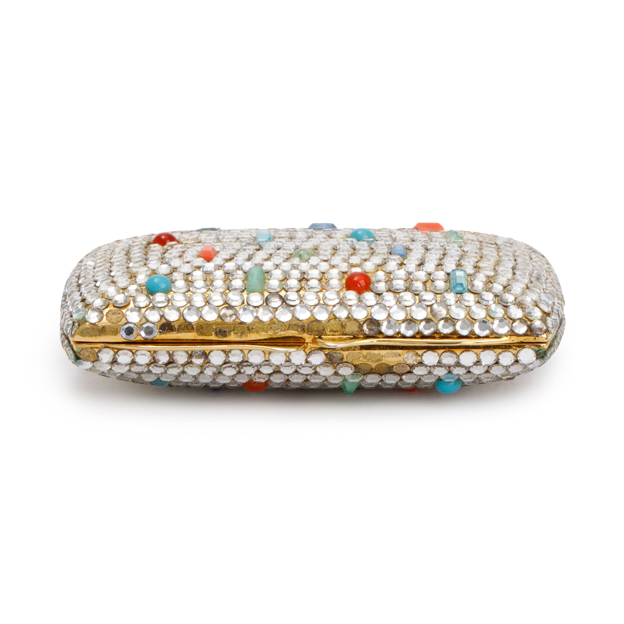 Judith Leiber Clear & Multicolour Crystal Mini Clutch Pill Box
