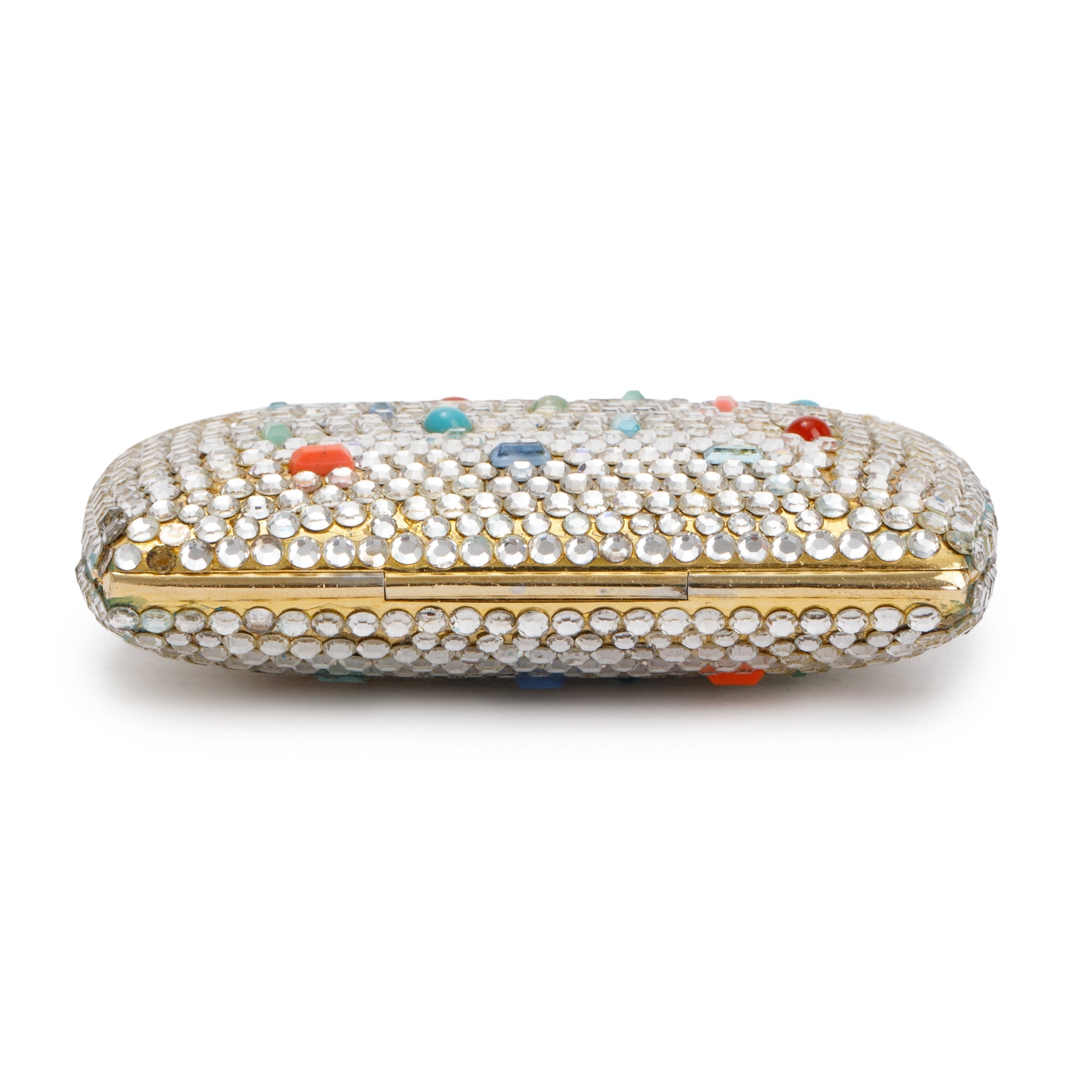 Judith Leiber Clear & Multicolour Crystal Mini Clutch Pill Box