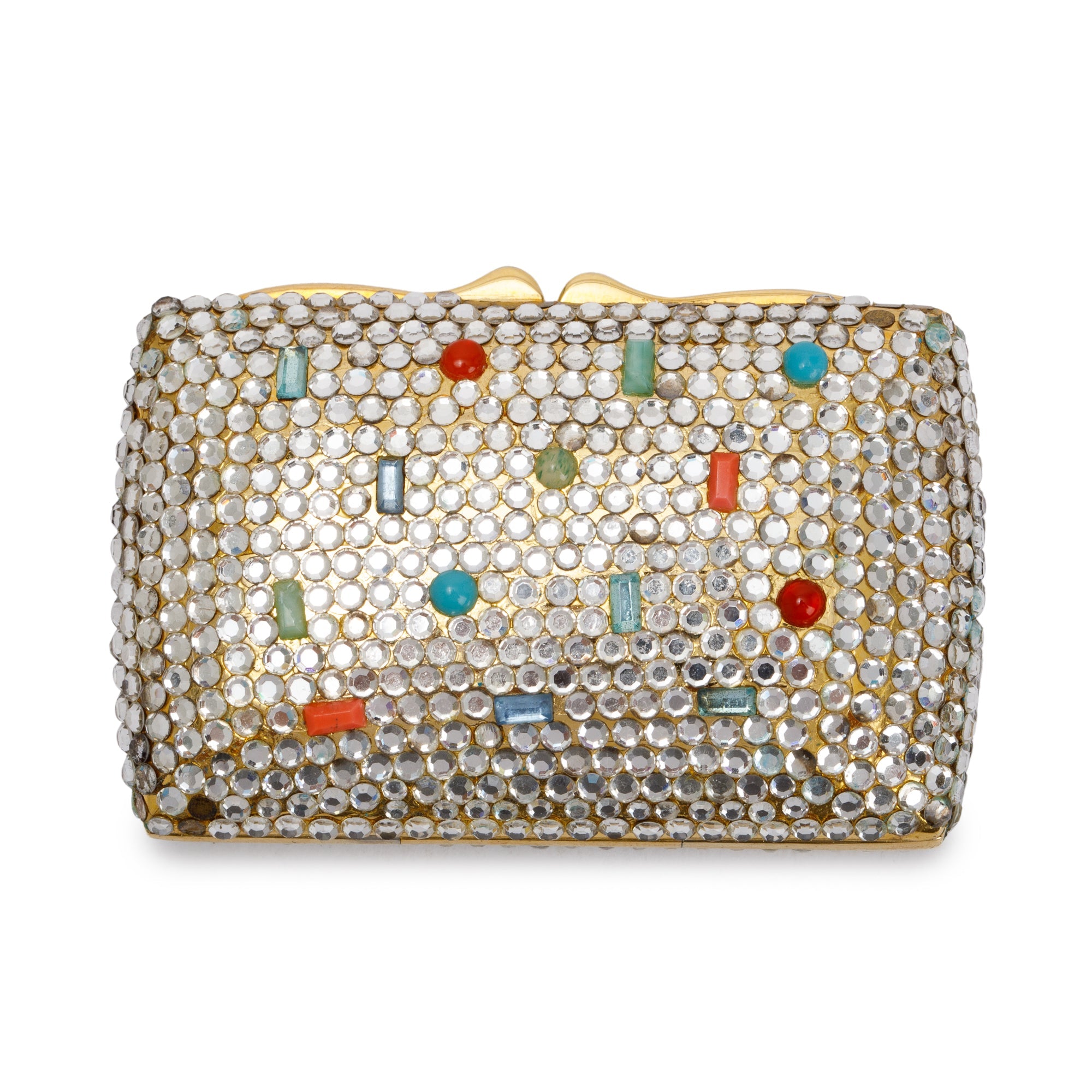 Judith Leiber Clear & Multicolour Crystal Mini Clutch Pill Box