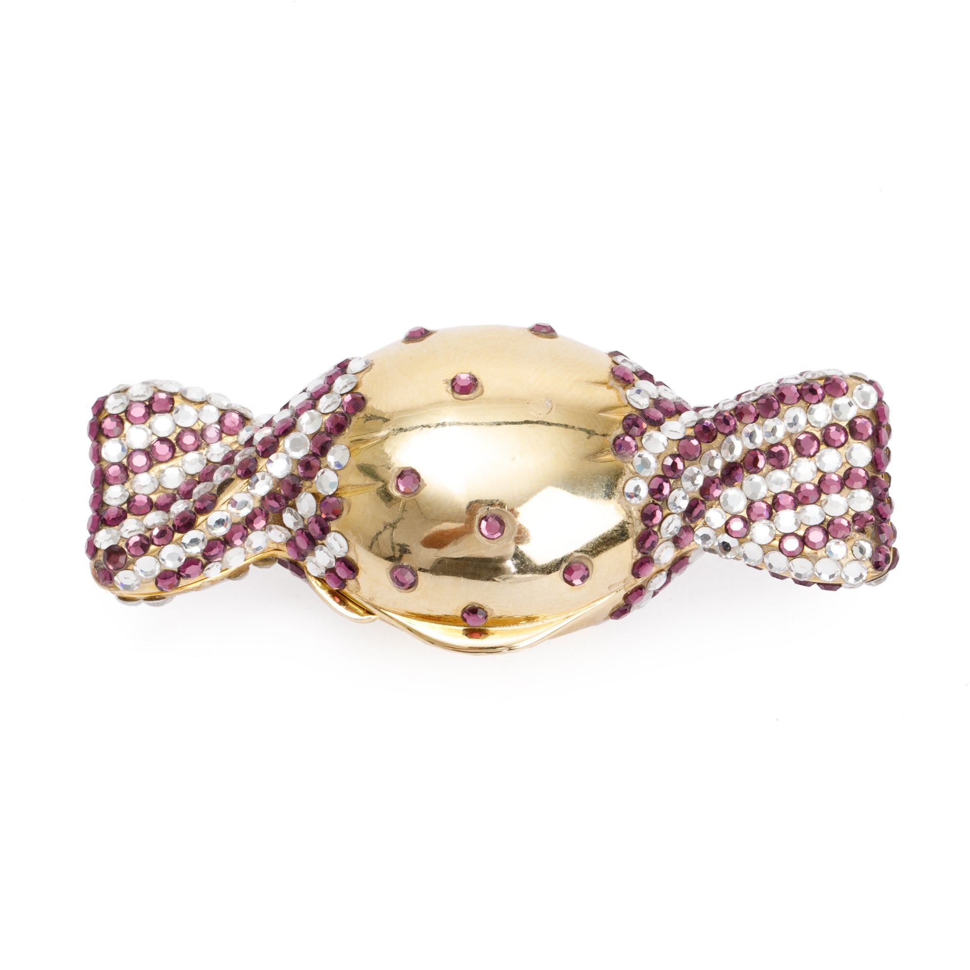 Judith Leiber Clear & Purple Crystal Candy Pill Box