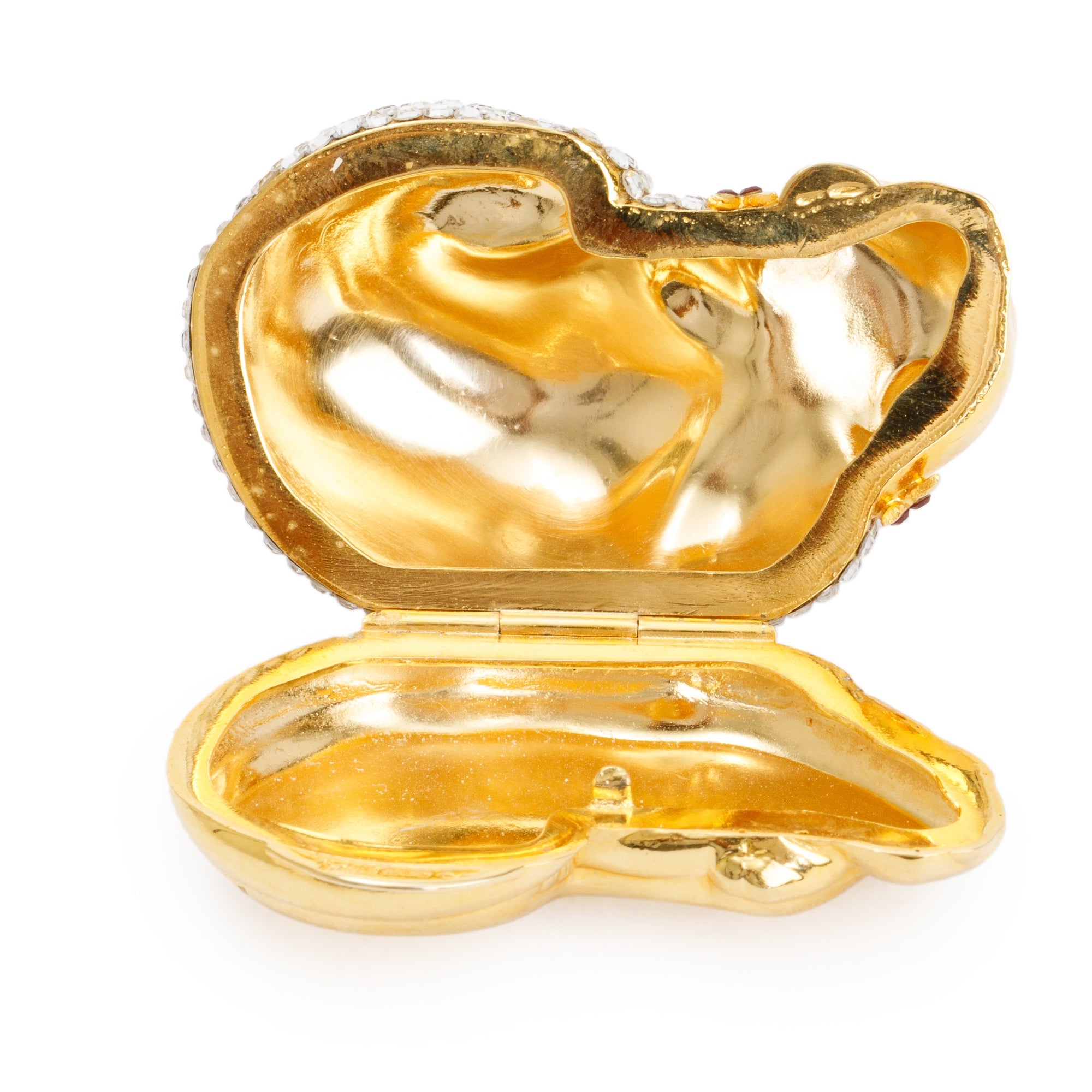 Judith Leiber Gold & Clear Crystal Sleeping Cat Pill Box