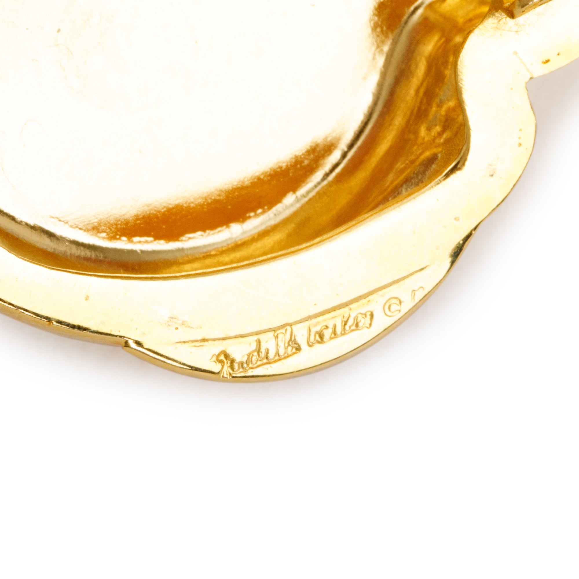 Judith Leiber Gold & Clear Crystal Sleeping Cat Pill Box