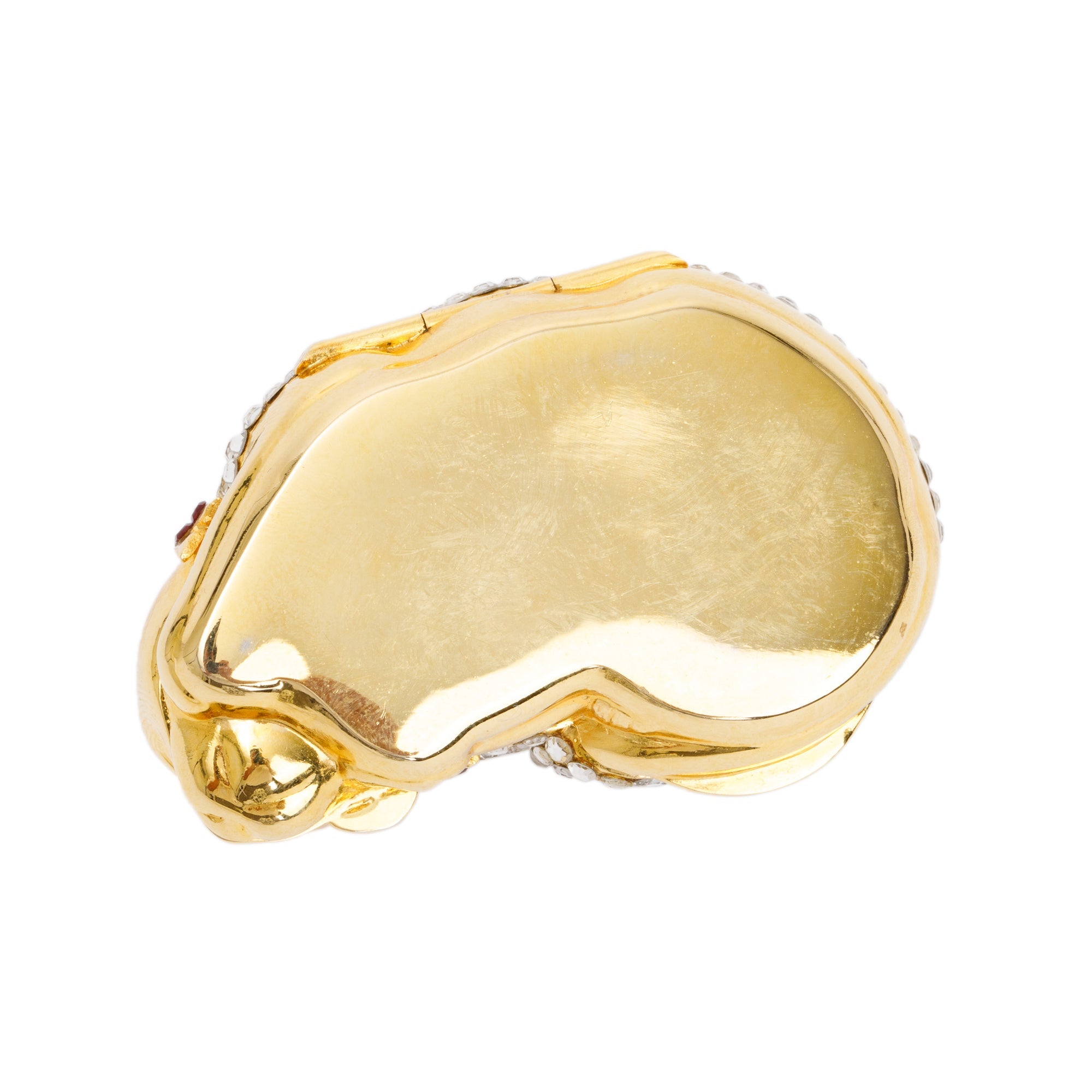 Judith Leiber Gold & Clear Crystal Sleeping Cat Pill Box