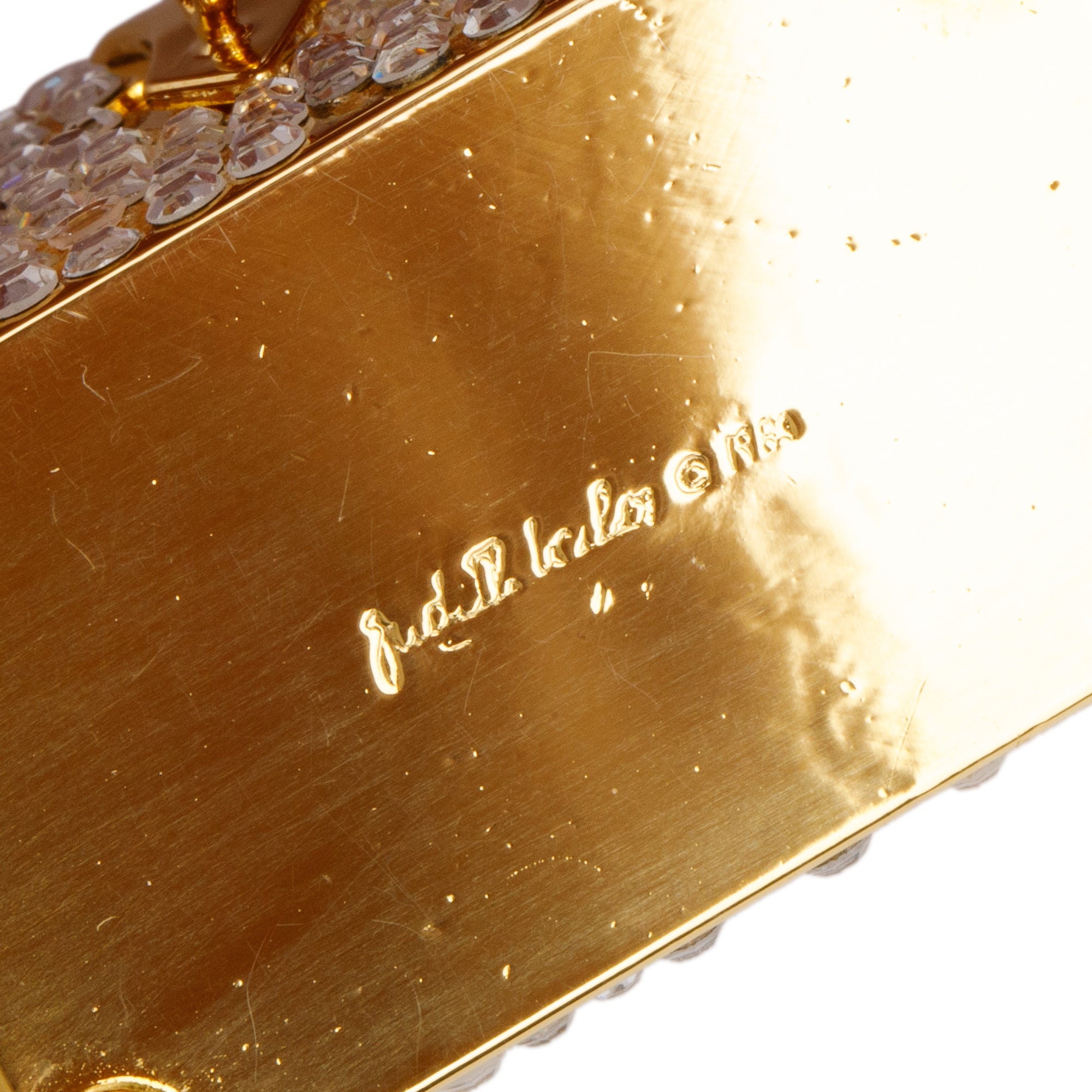 Judith Leiber Gold & Clear Crystal Treasure Chest Pill Box