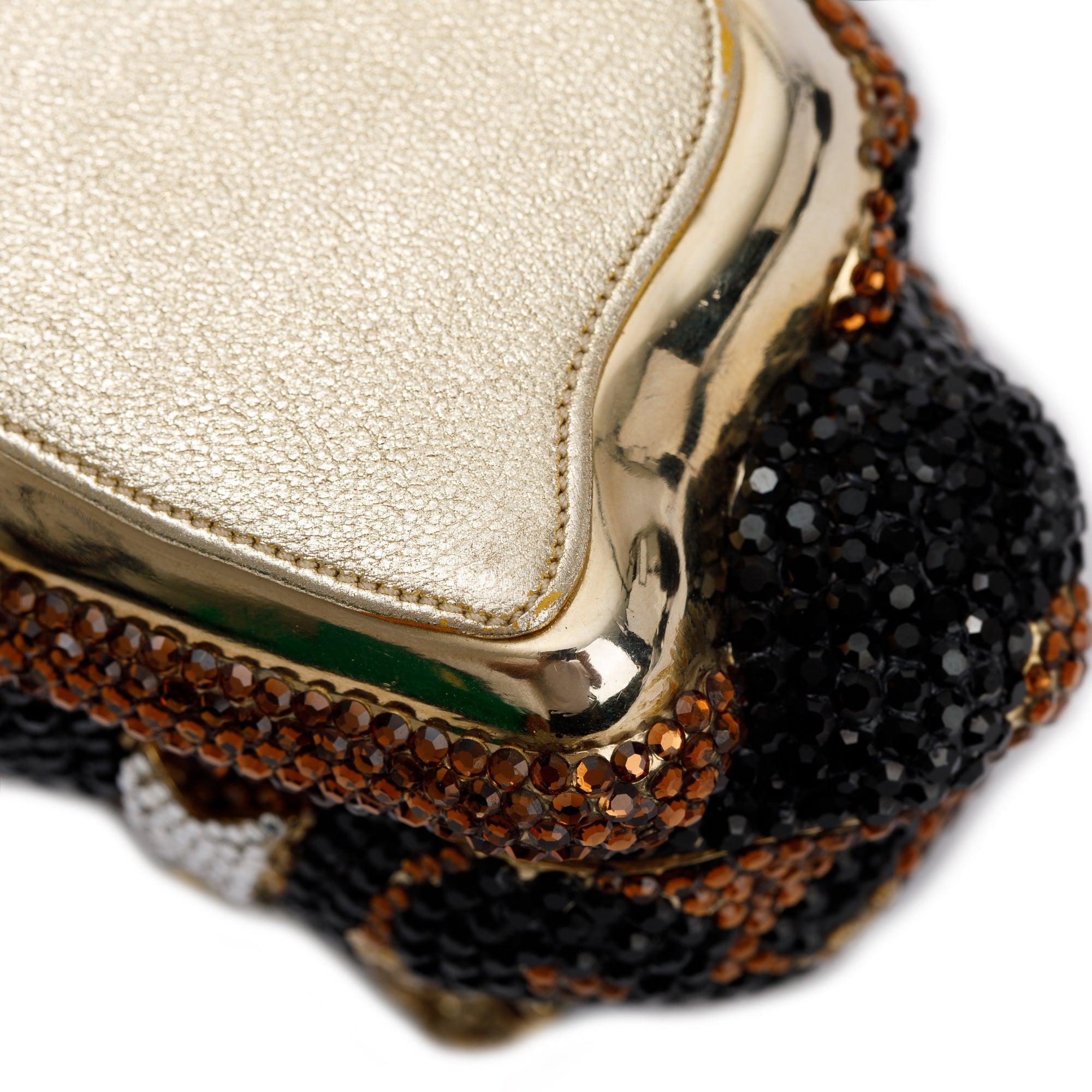 Judith Leiber Multicolour Crystal Embellished Sleeping Cat Minaudiere Evening Clutch