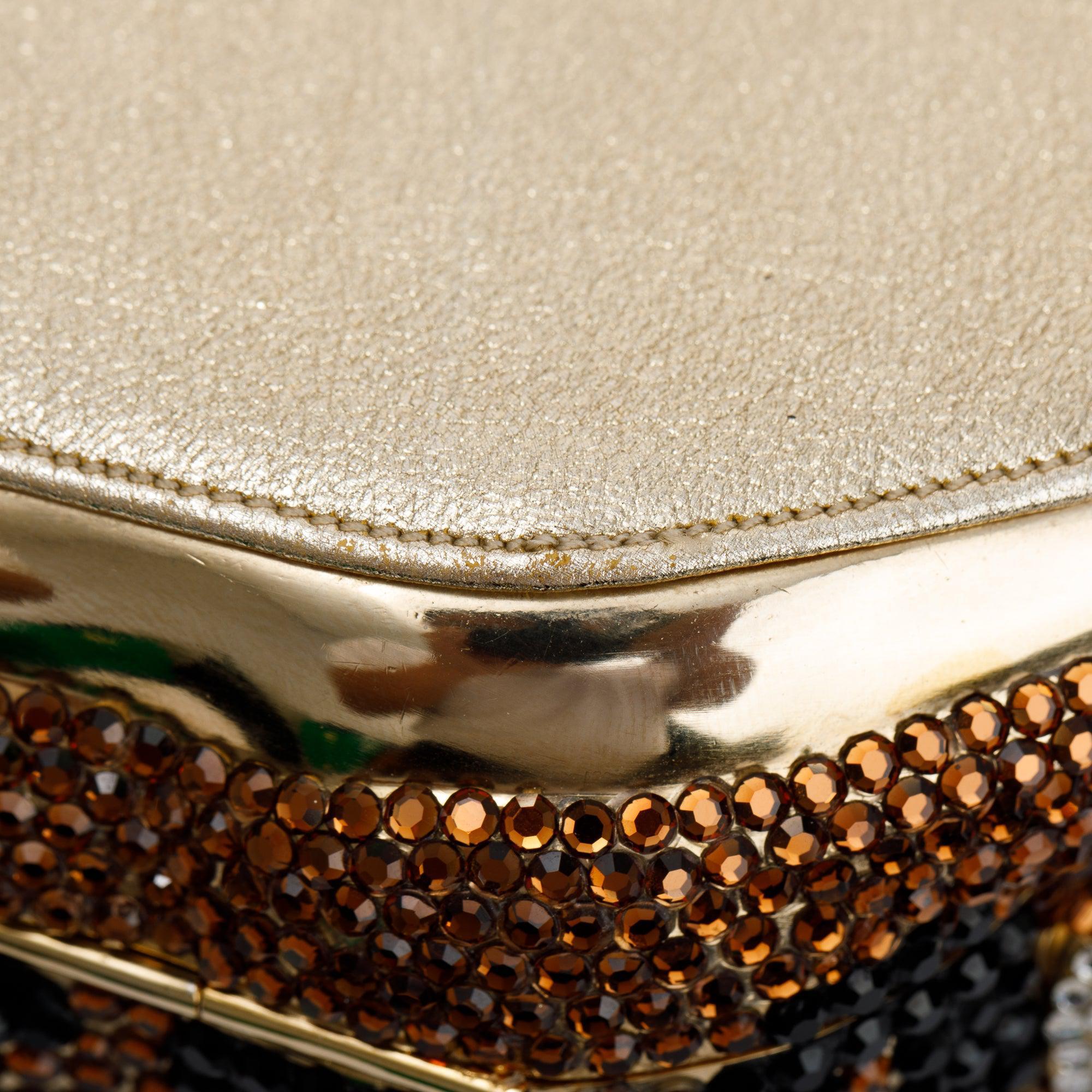 Judith Leiber Multicolour Crystal Embellished Sleeping Cat Minaudiere Evening Clutch