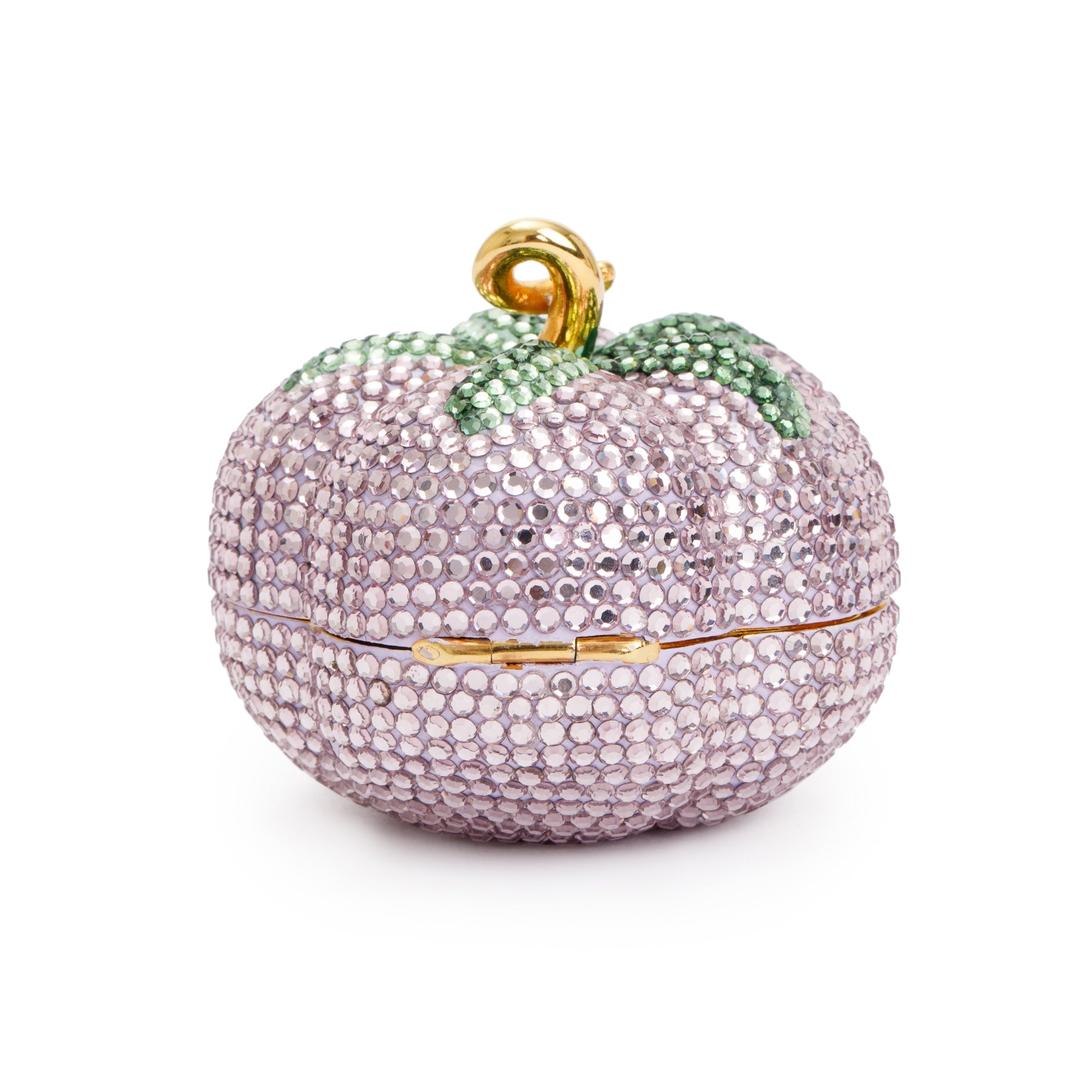 Judith Leiber Pink & Green Crystal Pumpkin Pill Box