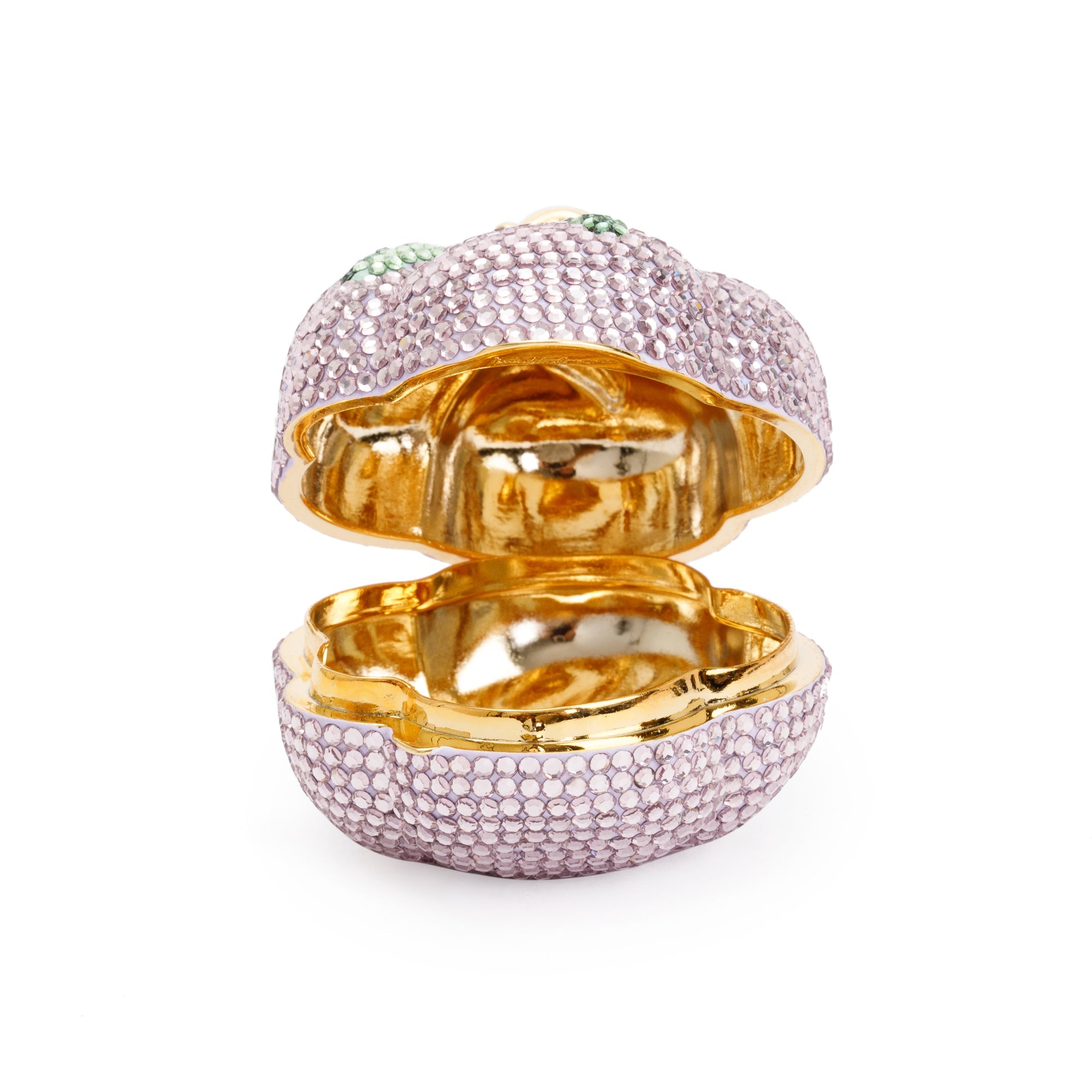 Judith Leiber Pink & Green Crystal Pumpkin Pill Box