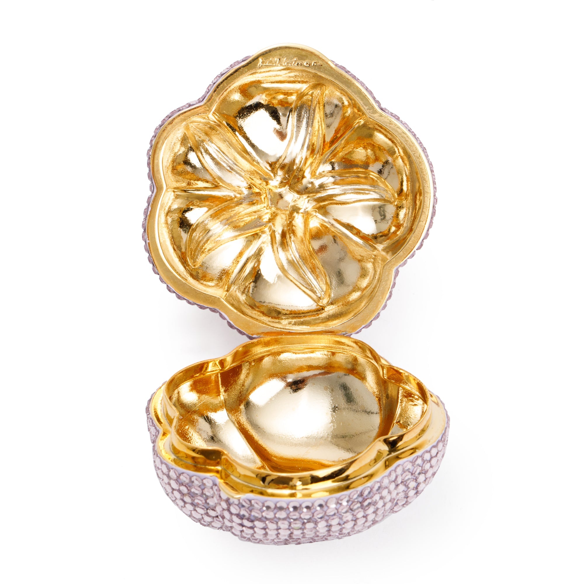 Judith Leiber Pink & Green Crystal Pumpkin Pill Box