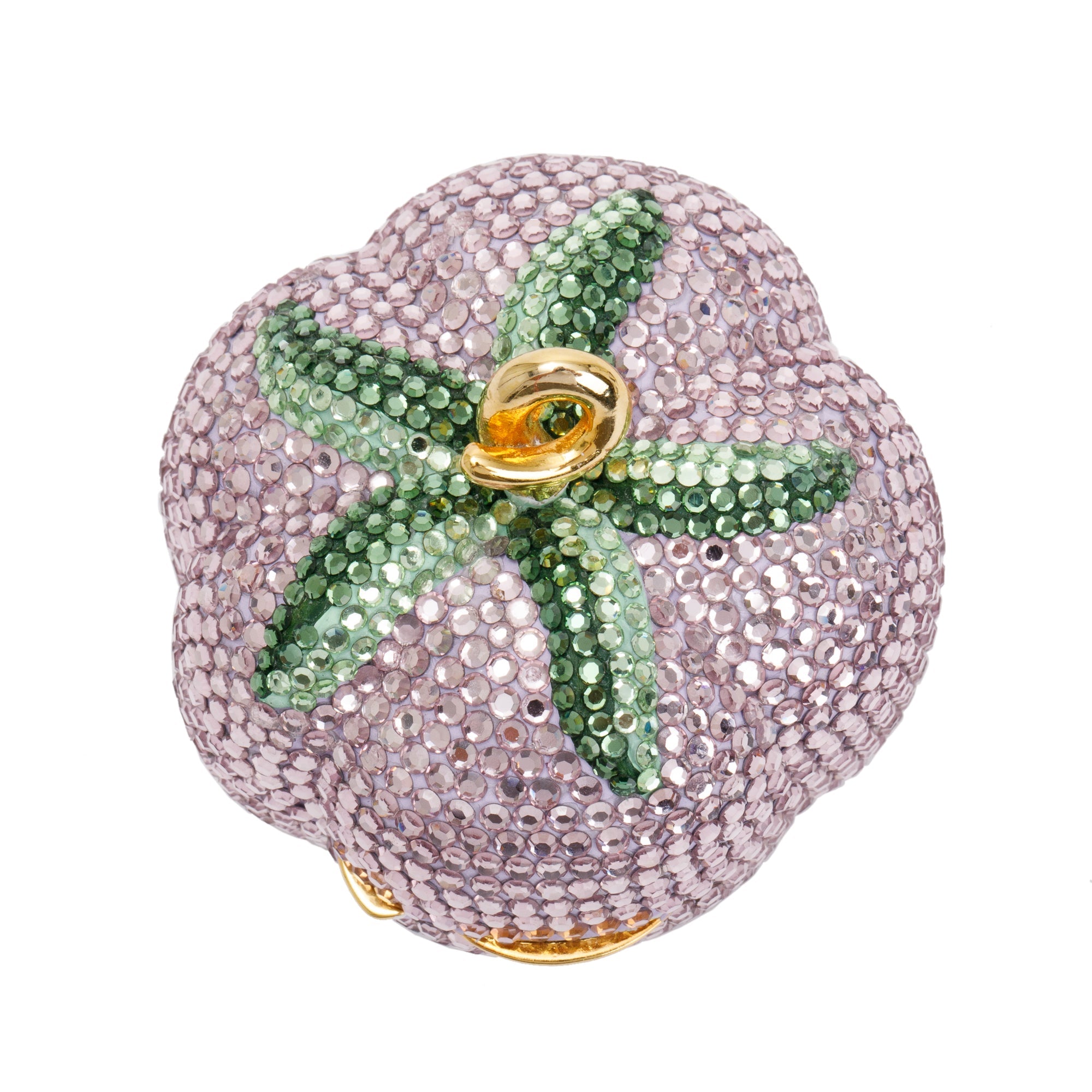 Judith Leiber Pink & Green Crystal Pumpkin Pill Box