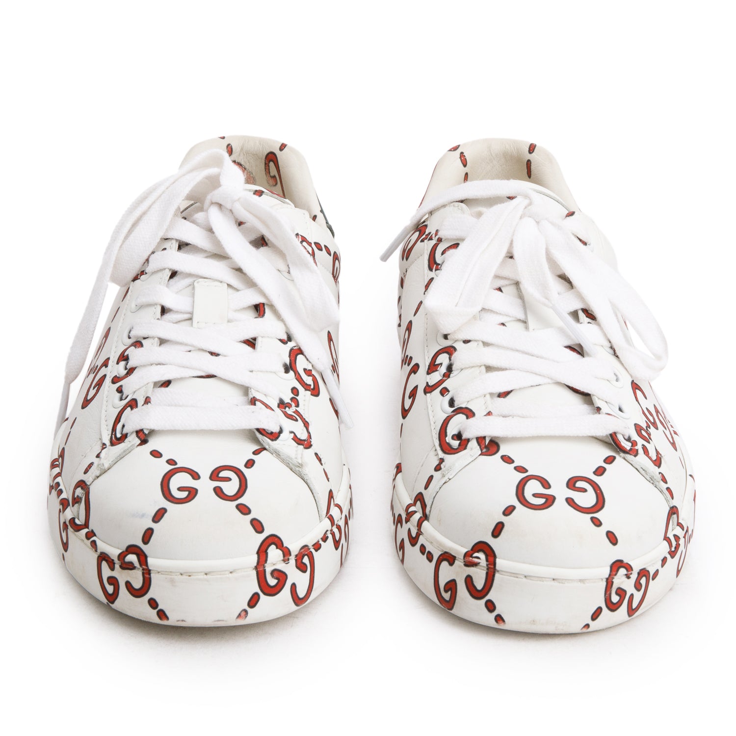 Gucci White Miro Rubber Wax GucciGhost Print Ace Sneakers, Men's Size 5.5