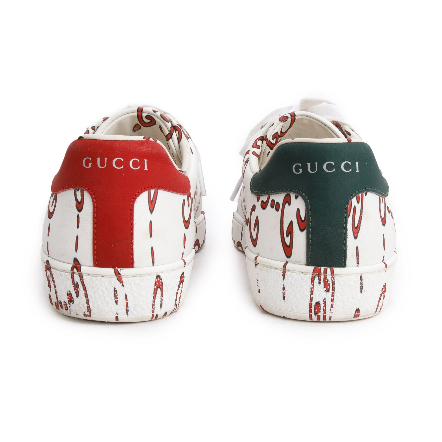 Gucci White Miro Rubber Wax GucciGhost Print Ace Sneakers, Men's Size 5.5