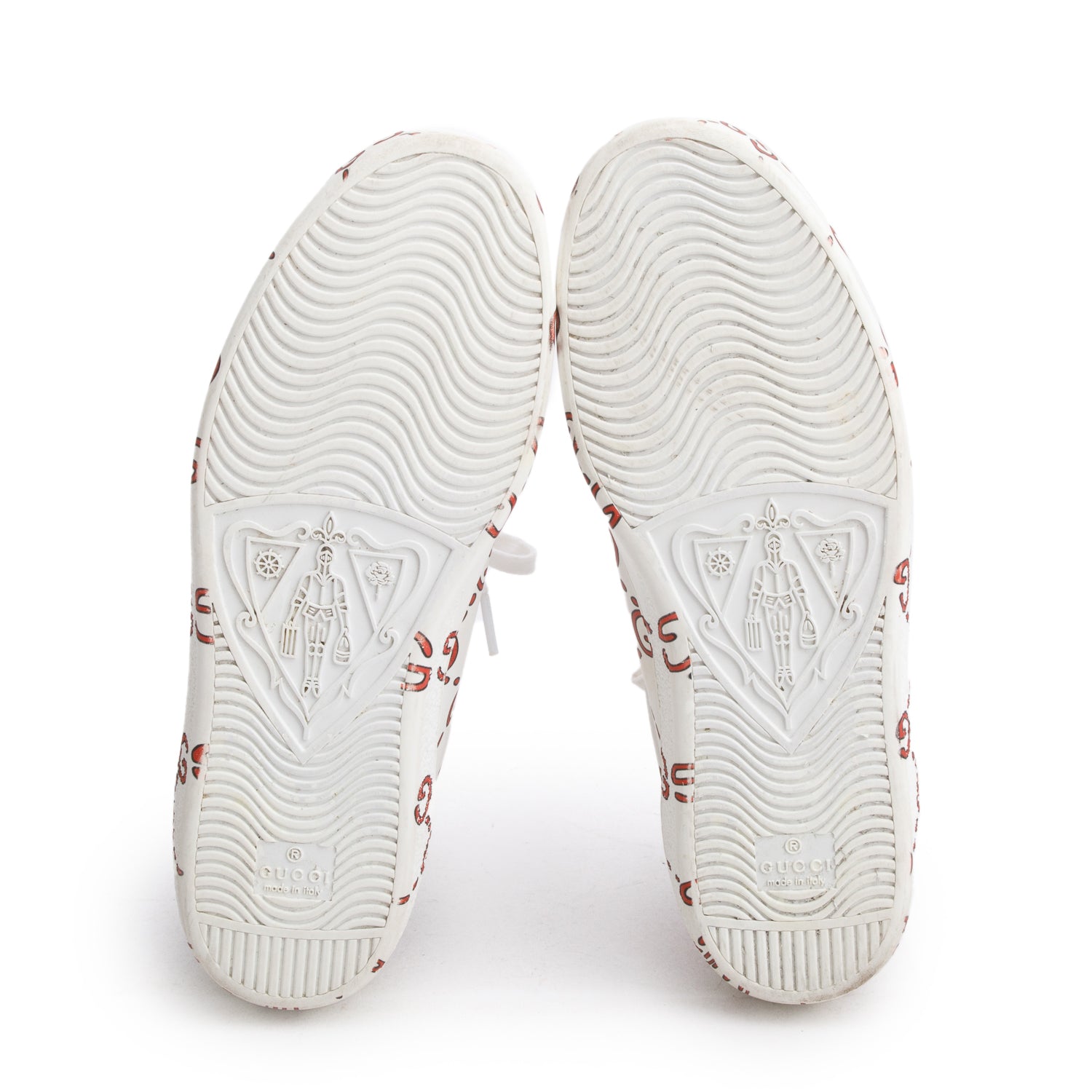 Gucci White Miro Rubber Wax GucciGhost Print Ace Sneakers, Men's Size 5.5