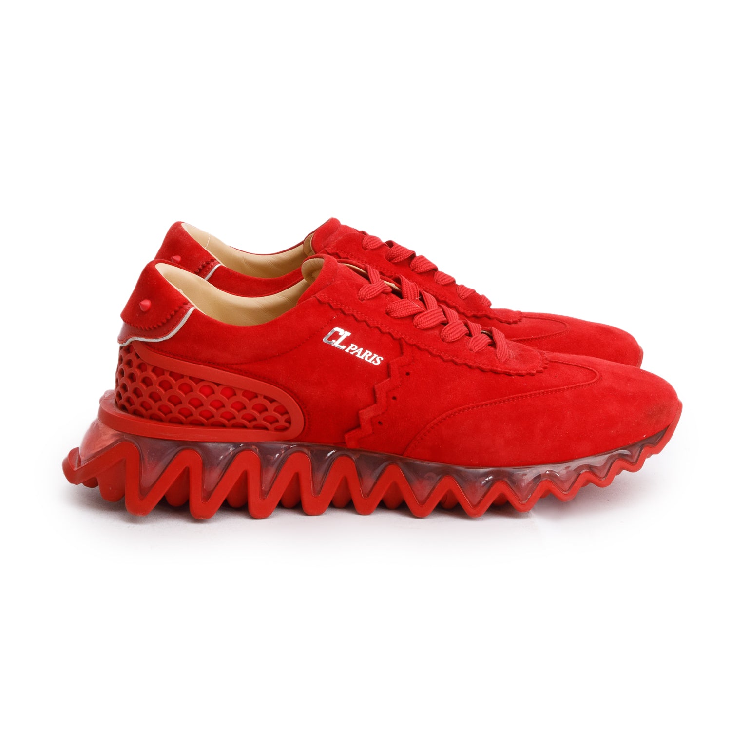 Christian Louboutin Red Suede Loubishark Sneakers, Men's Size 45