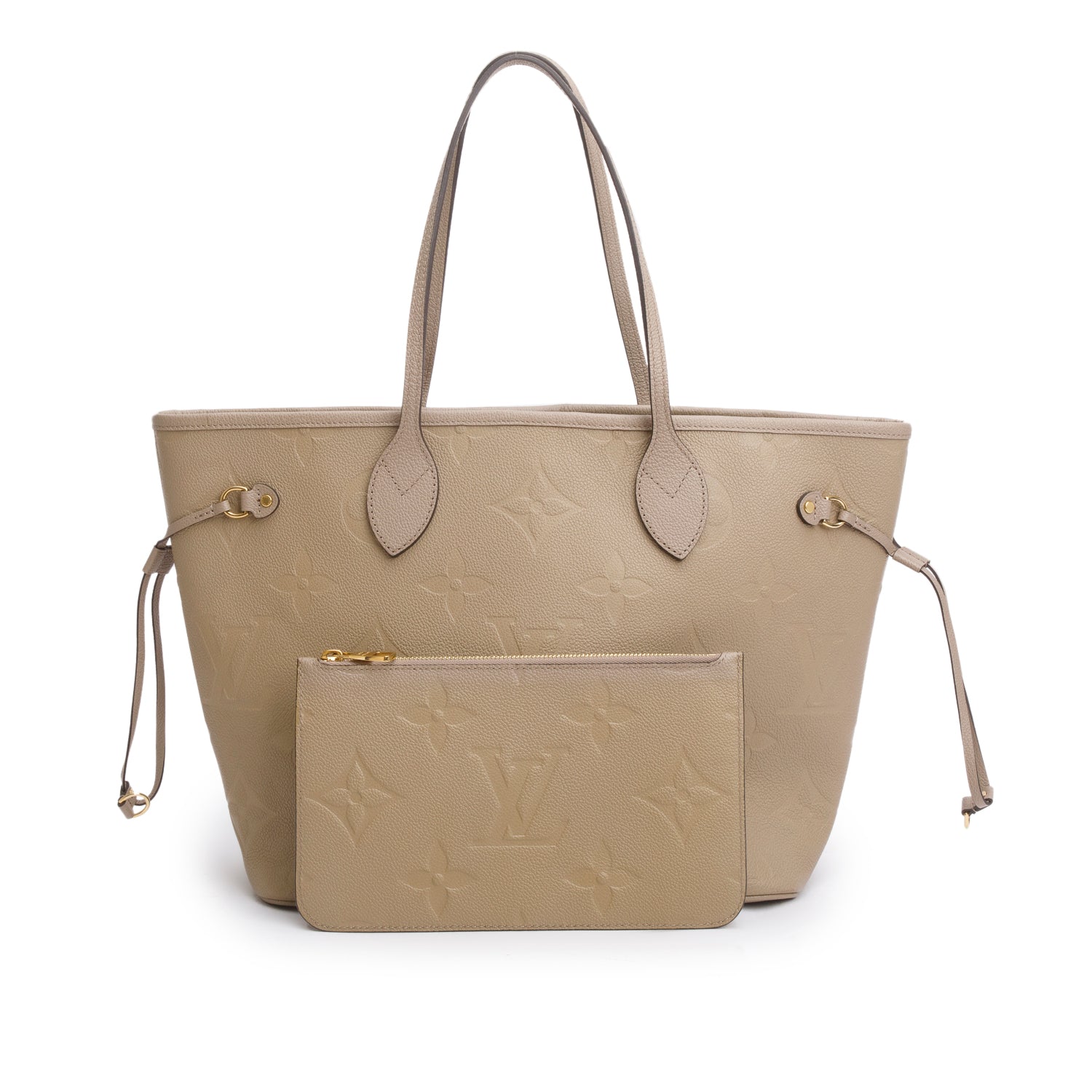 Louis Vuitton Beige Empreinte Monogram Giant Neverfull MM w/ Pouch