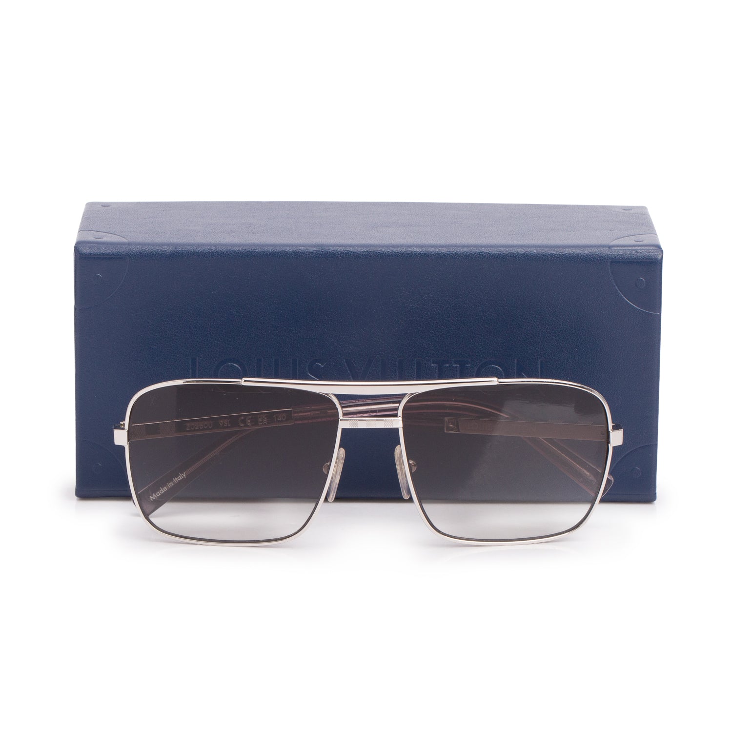Louis Vuitton Z0260U Silver Damier Attitude Aviator Square Sunglasses w/ Case