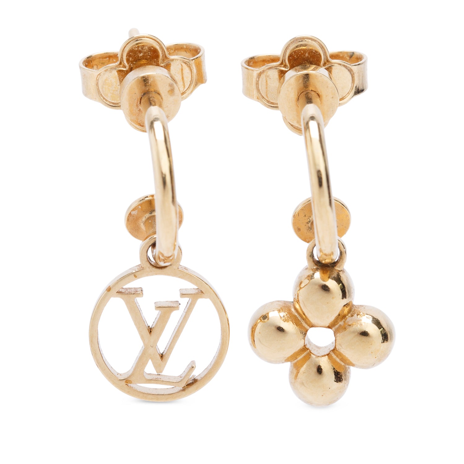 Louis Vuitton Gold Plated Blooming Drop Earrings