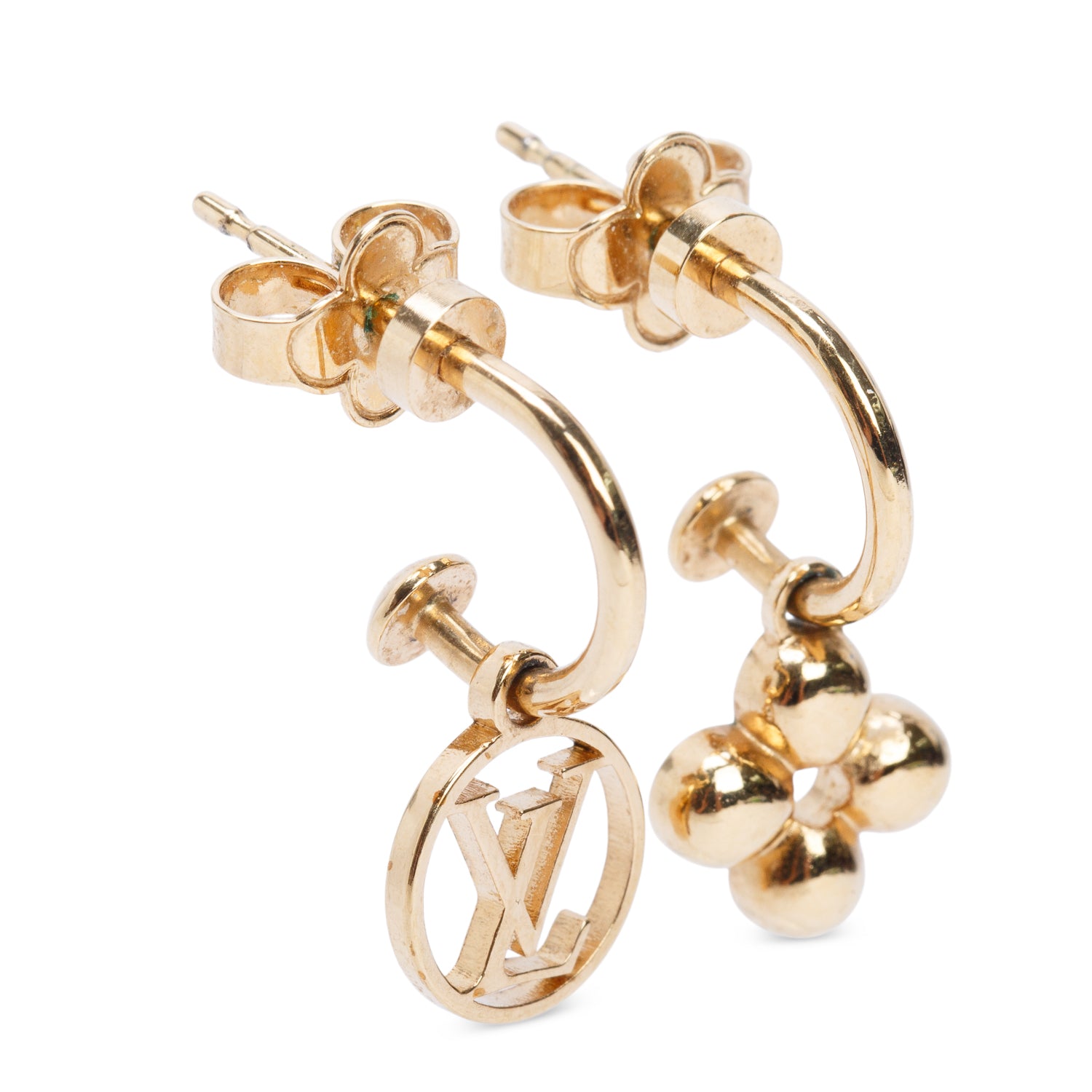 Louis Vuitton Gold Plated Blooming Drop Earrings