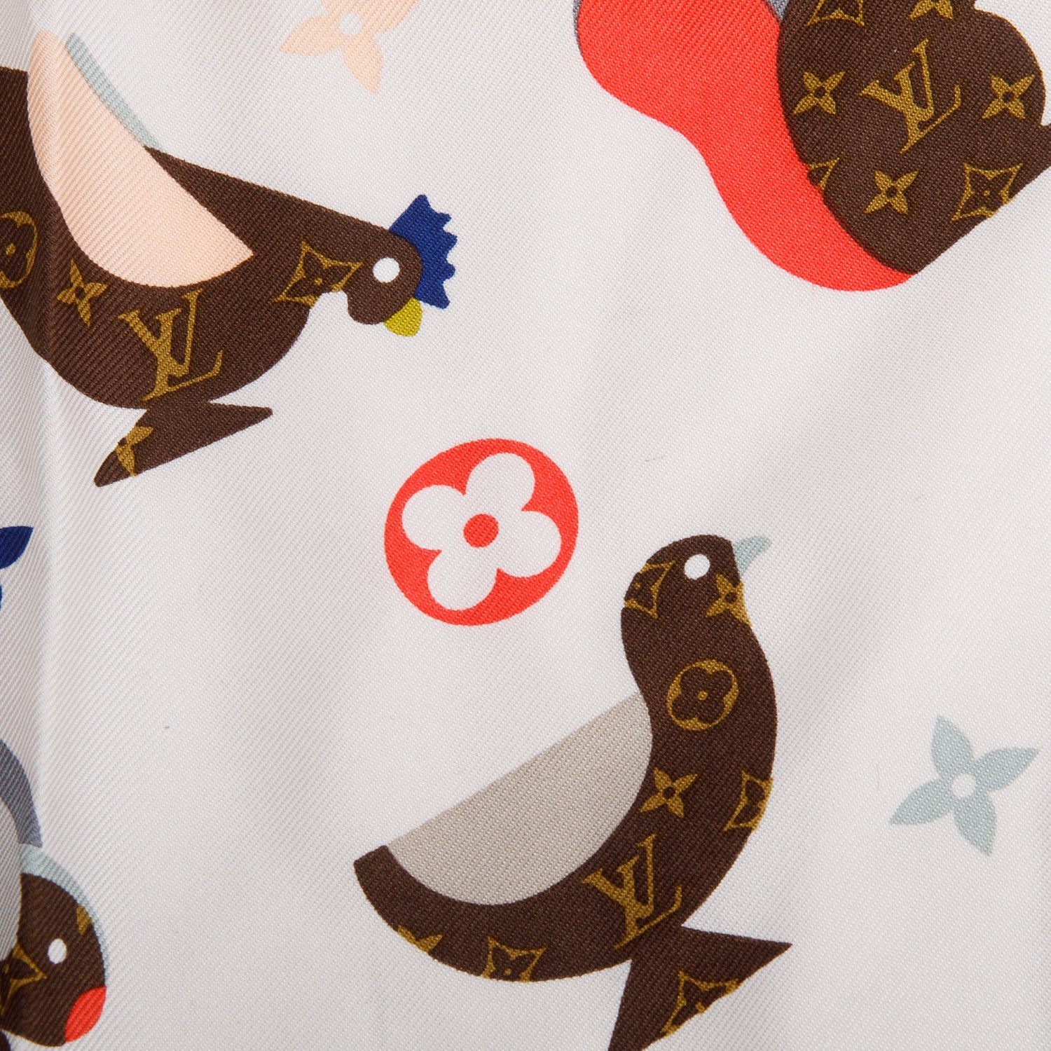 Louis Vuitton Pink Multicolor Monogram Animania Square Silk Scarf