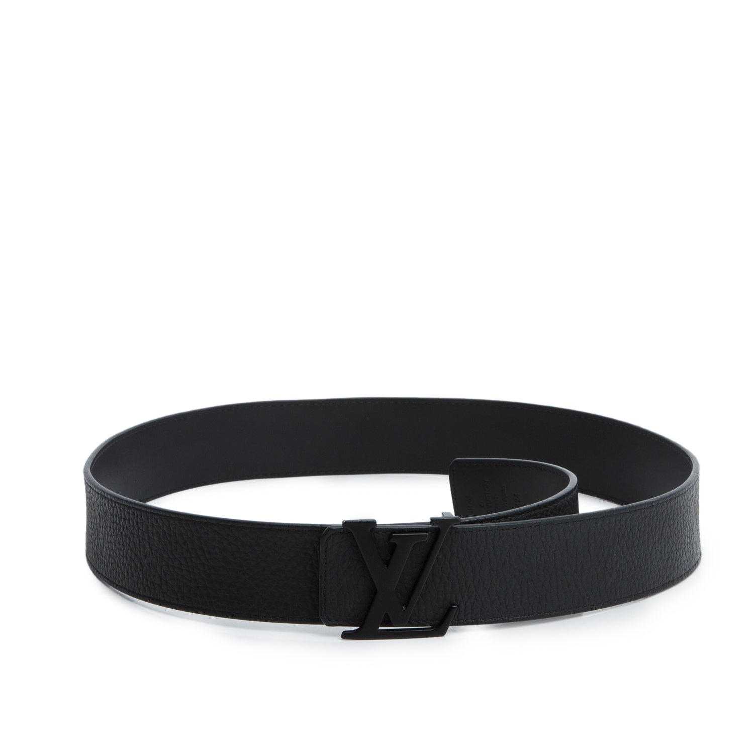 Louis Vuitton 2023 Black Taurillon & Calfskin Leather LV Initiales 40 MM Reversible Belt, Size 85 34