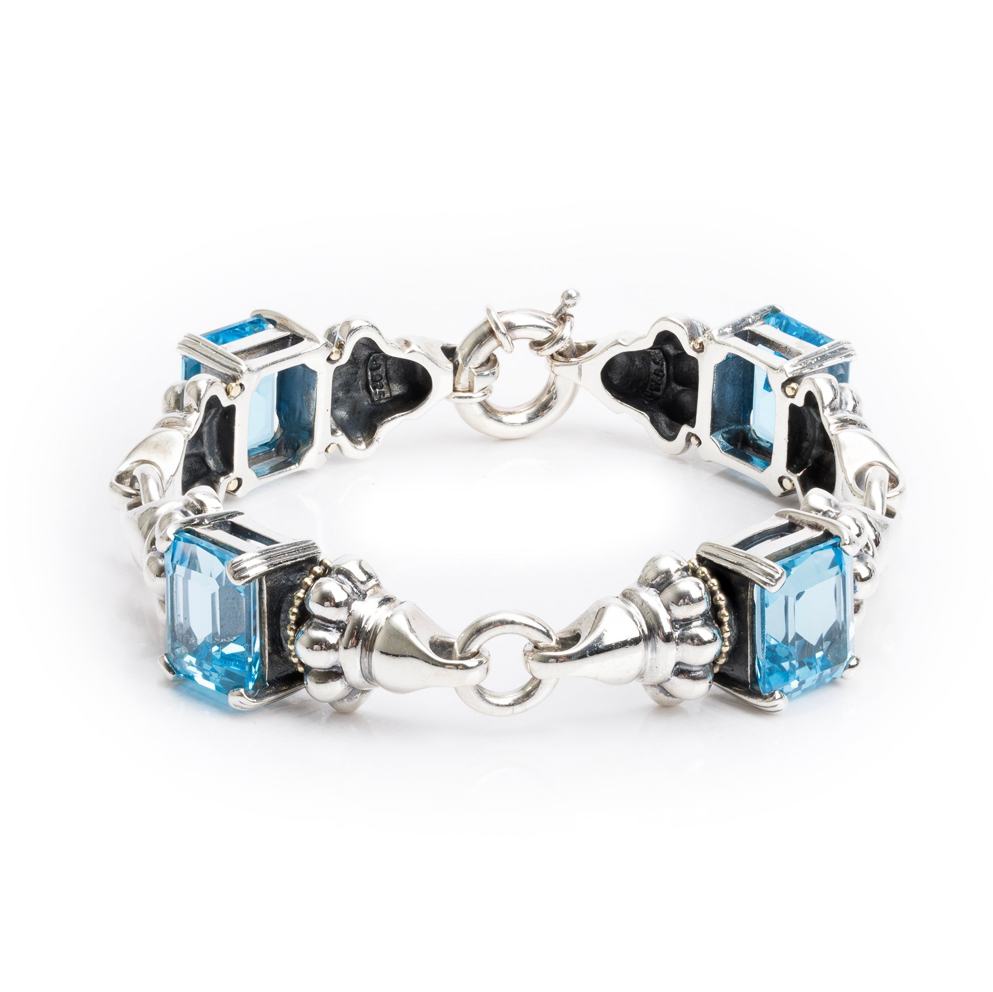 Lagos Sterling Silver & 18k Yellow Gold Blue Topaz Bracelet