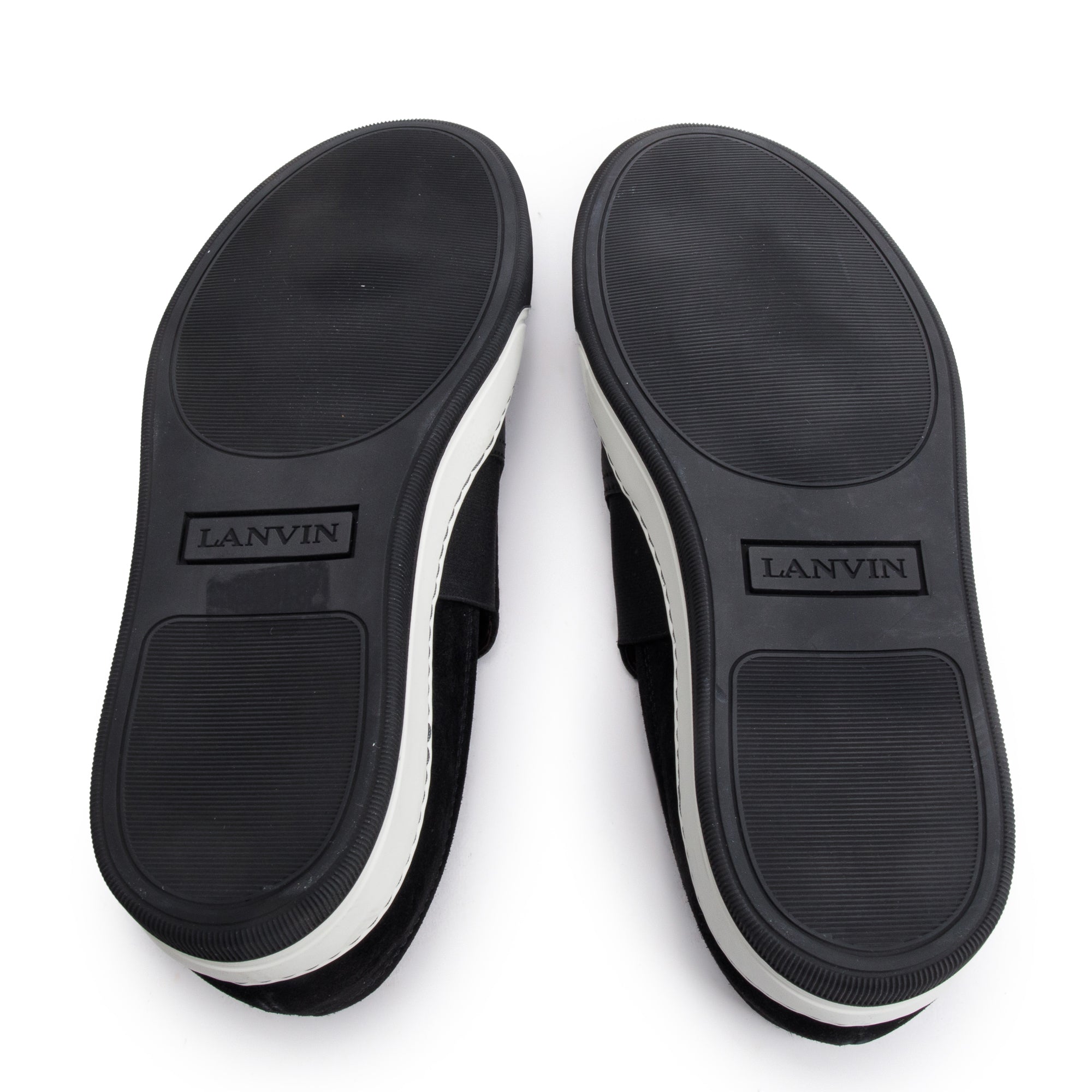 Lanvin Black Leather/Suede Slip On Sneakers, Size 6