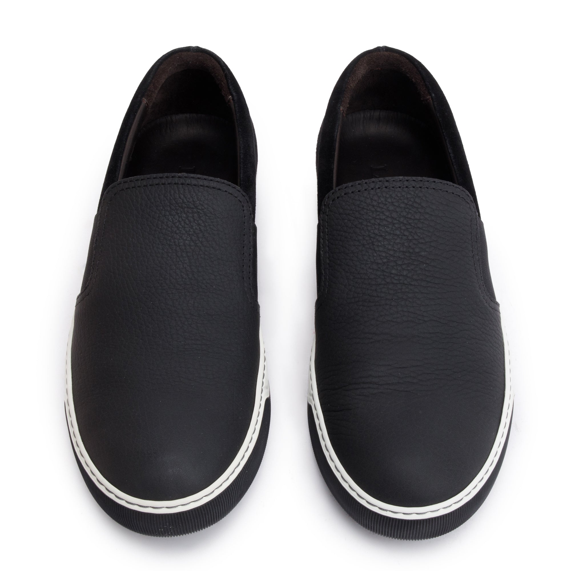 Lanvin Black Leather/Suede Slip On Sneakers, Size 6