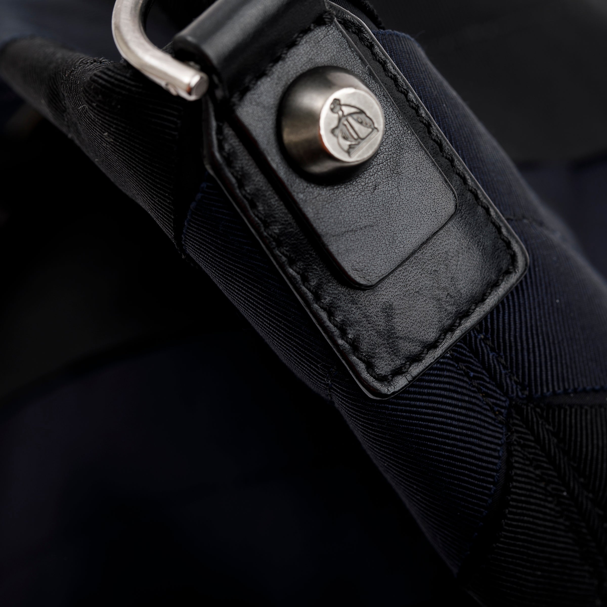 Lanvin Blue/Black Nylon Leather Trimmed Tote