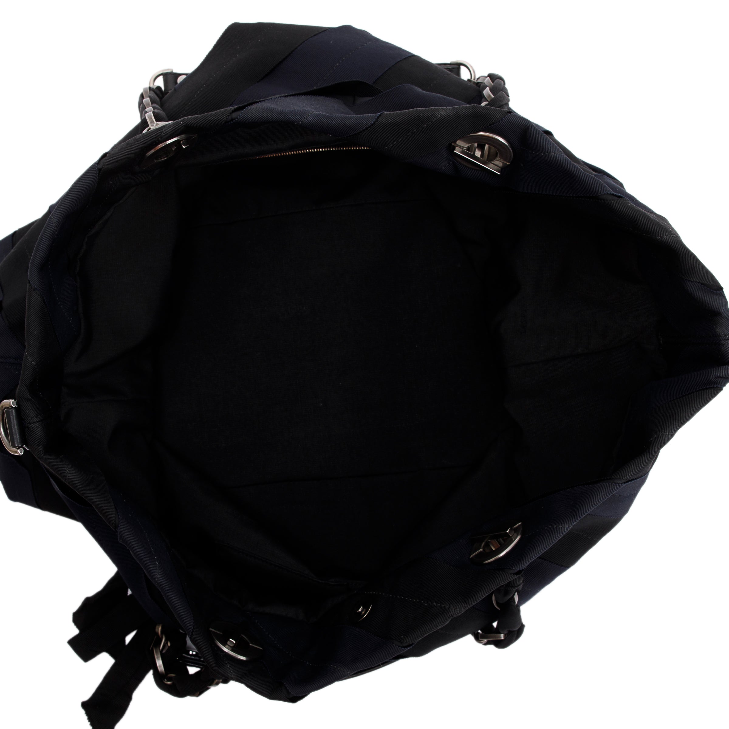 Lanvin Blue/Black Nylon Leather Trimmed Tote