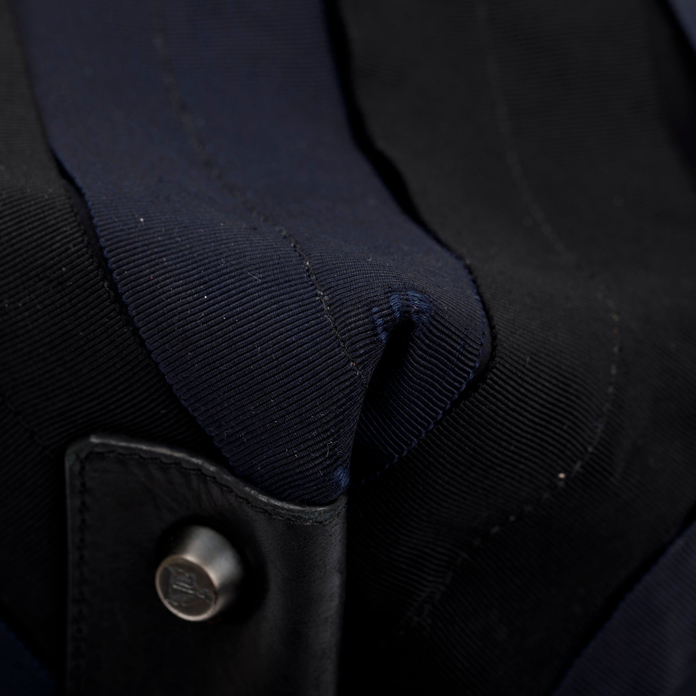 Lanvin Blue/Black Nylon Leather Trimmed Tote