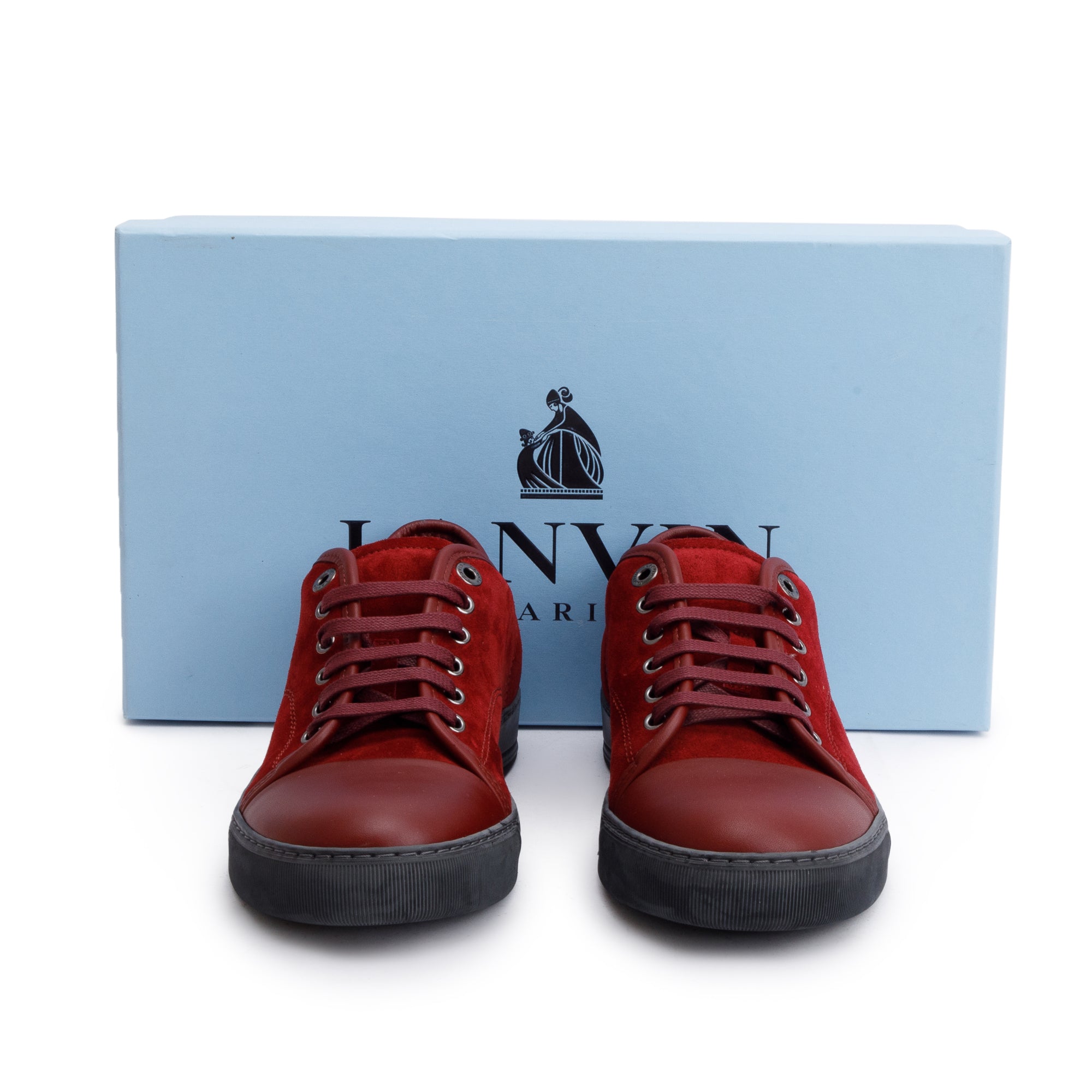 Lanvin Burgundy Leather/Suede Cap-Toe DBB1 Men's Sneakers, Size 5 w/ Box