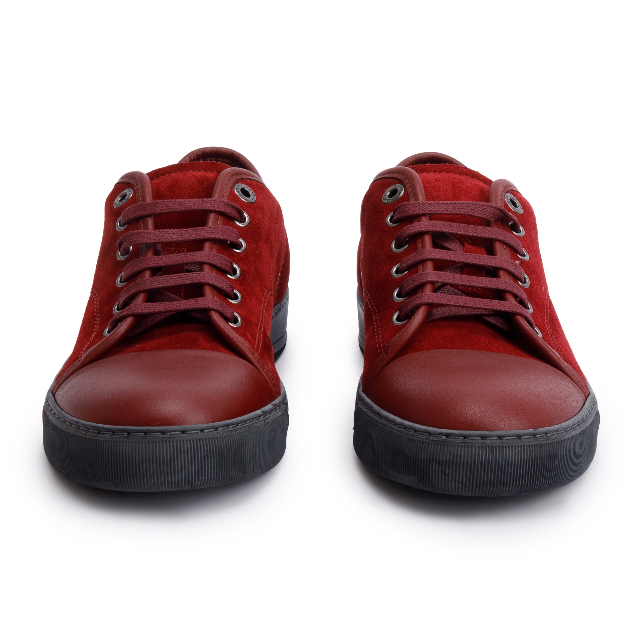 Lanvin Burgundy Leather/Suede Cap-Toe DBB1 Men's Sneakers, Size 5 w/ Box