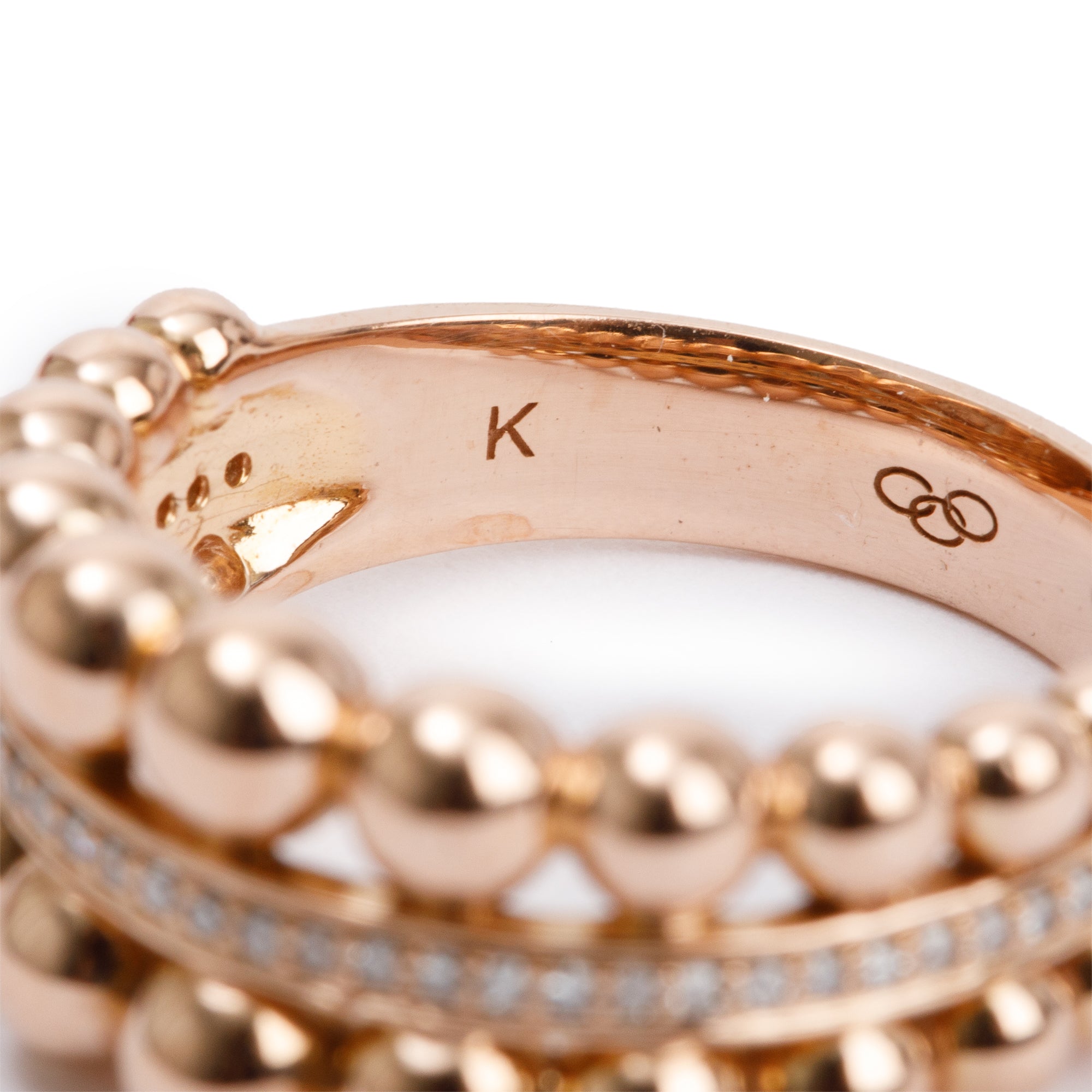 Links of London 18k Rose Gold Effervescence Diamond Bubble Ring, Size 4.75