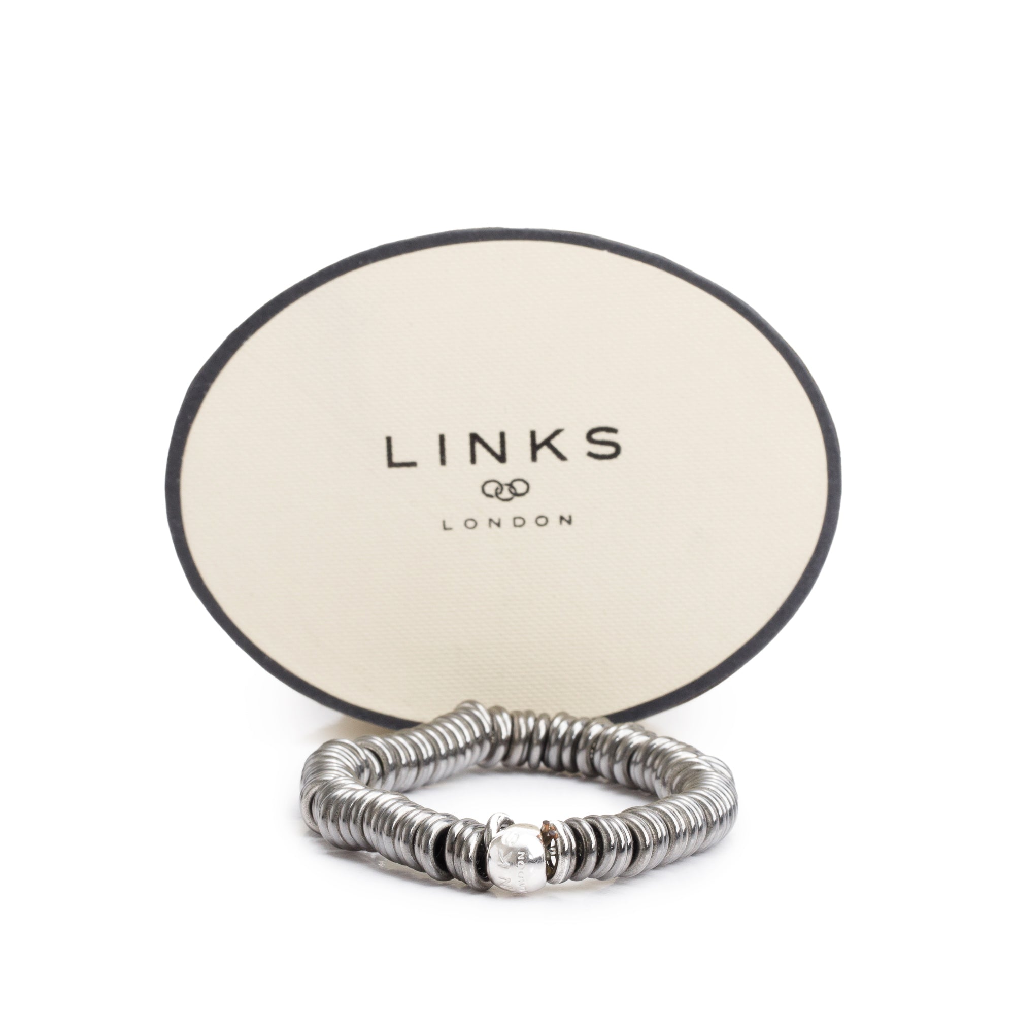 Links of London Rhodium Plated Sterling Silver Sweetie Charm Bracelet w/ Box