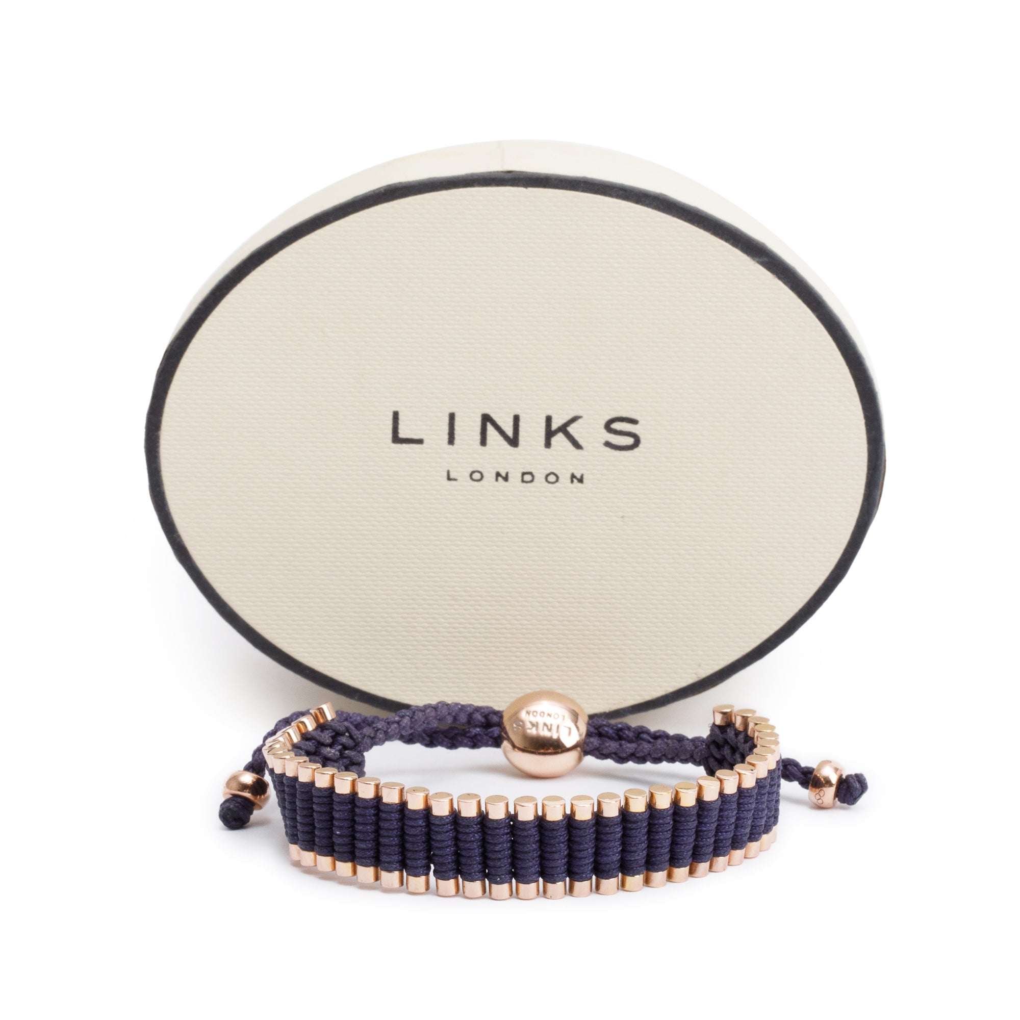Links of London Rose Gold Plated Sterling Silver Purple Friendship Bracelet w/ Box