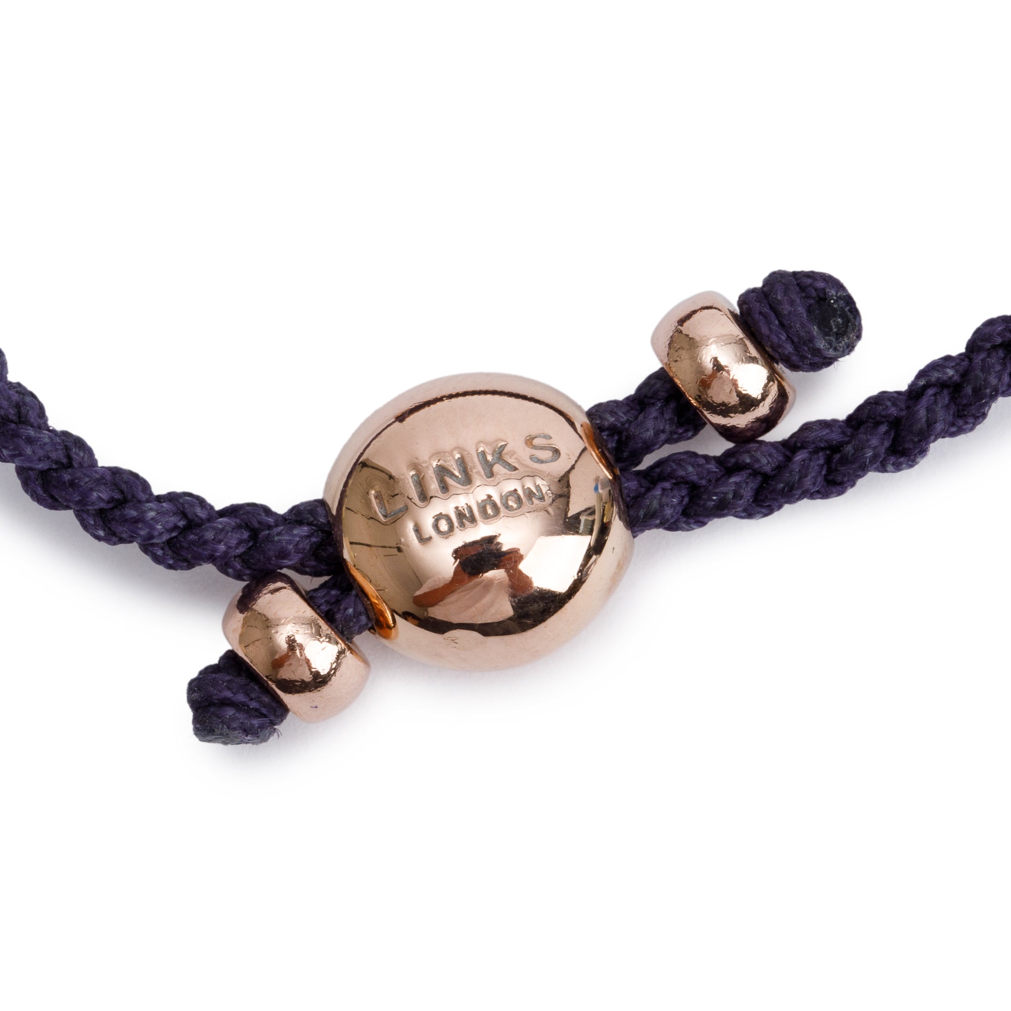 Links of London Rose Gold Plated Sterling Silver Purple Friendship Bracelet w/ Box