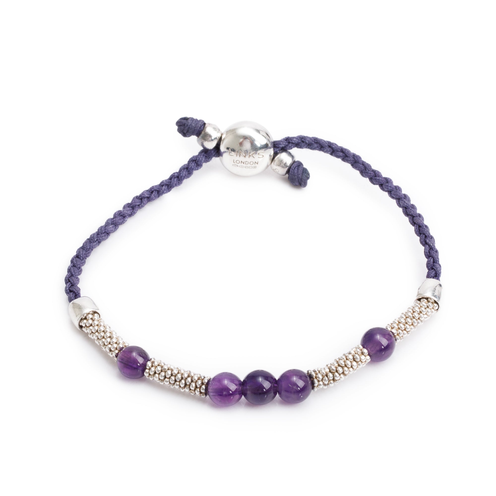 Links of London Sterling Silver Amethyst Effervescence Star Friendship Bracelet