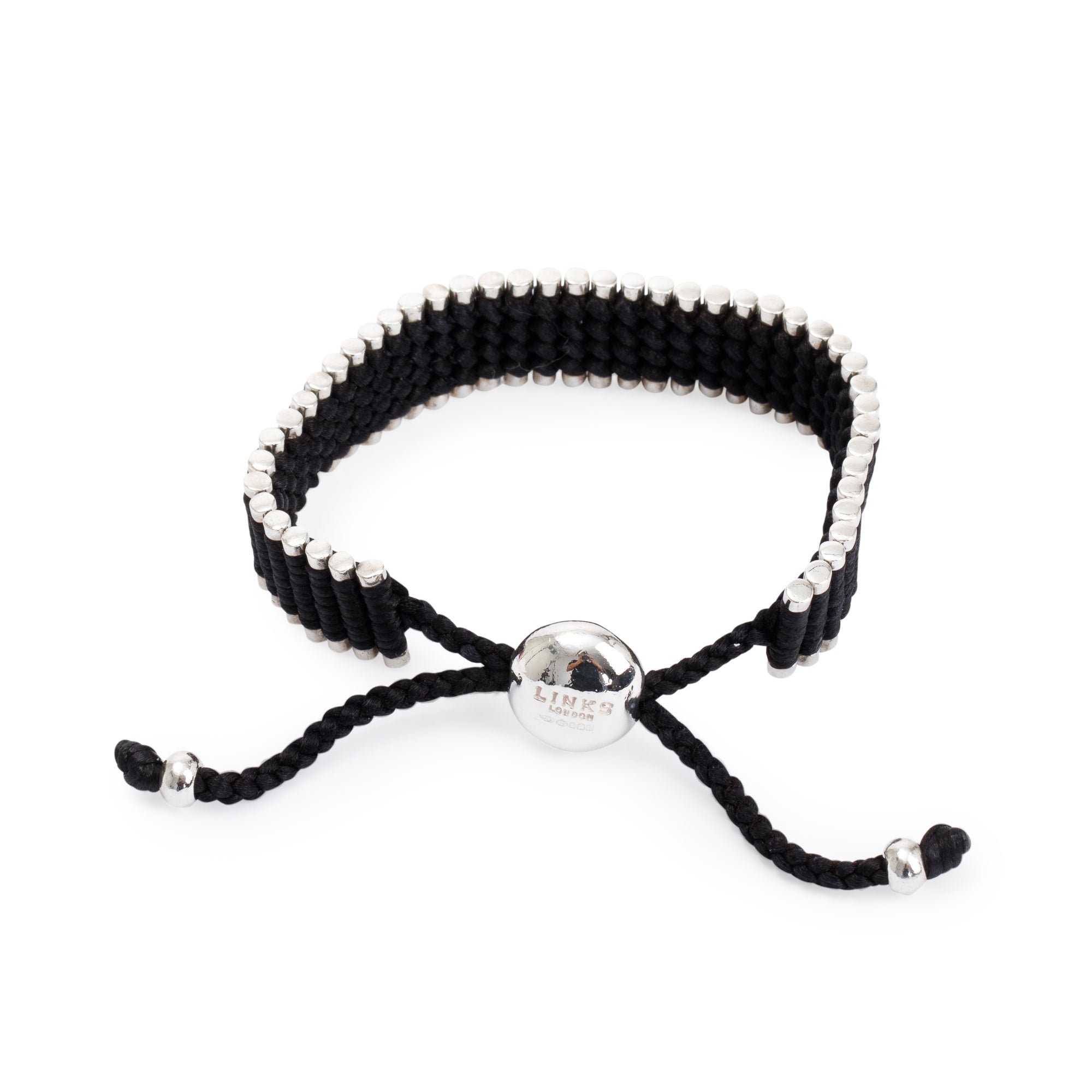 Links of London Sterling Silver Black Friendship Bracelet Oliver