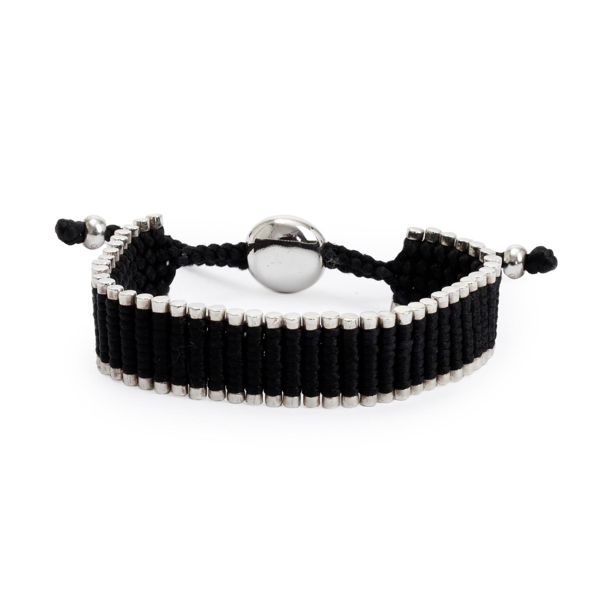 LINKS LONDON　ブレスレット　ブラック　シルバー Links of London Sterling Silver Black Friendship Bracelet – OLIVER'S